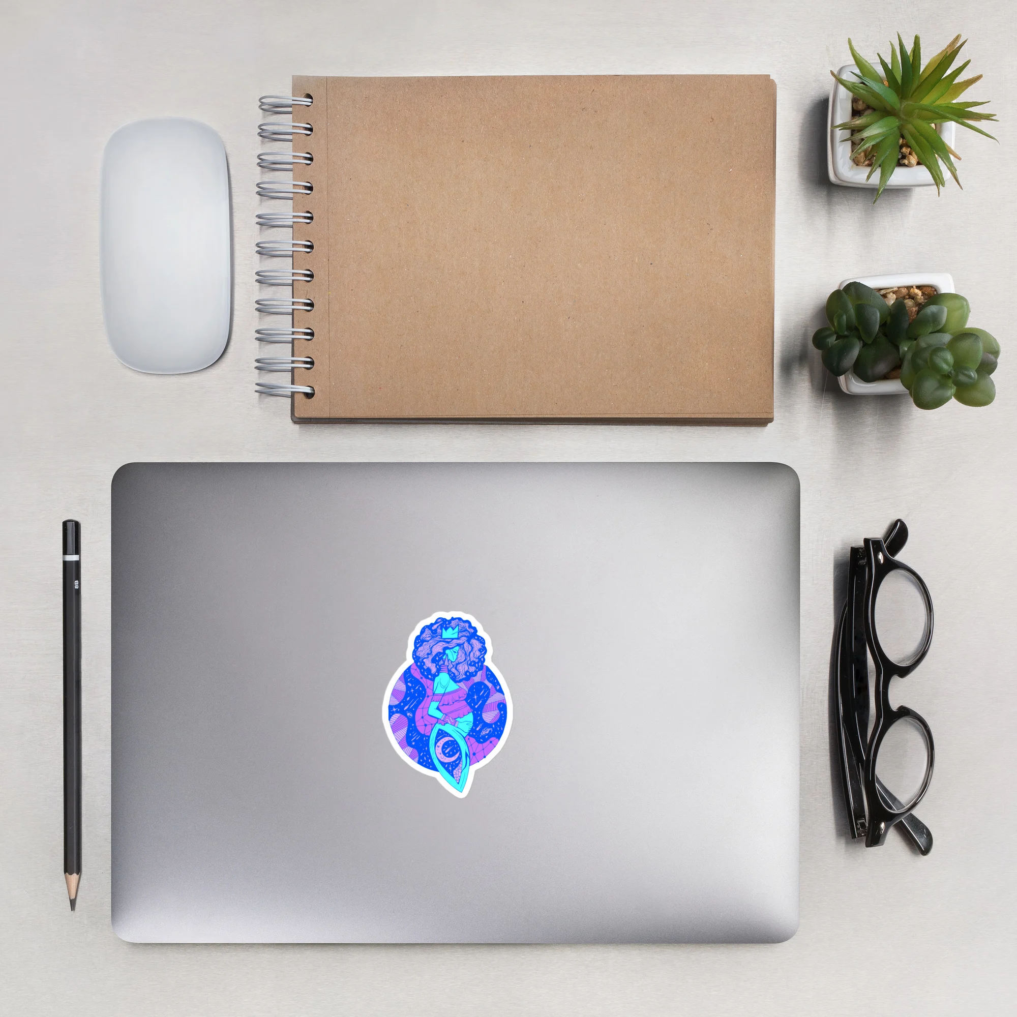 Blue Birth of Sahelle | Art gift for Mom Stickers - Image 4