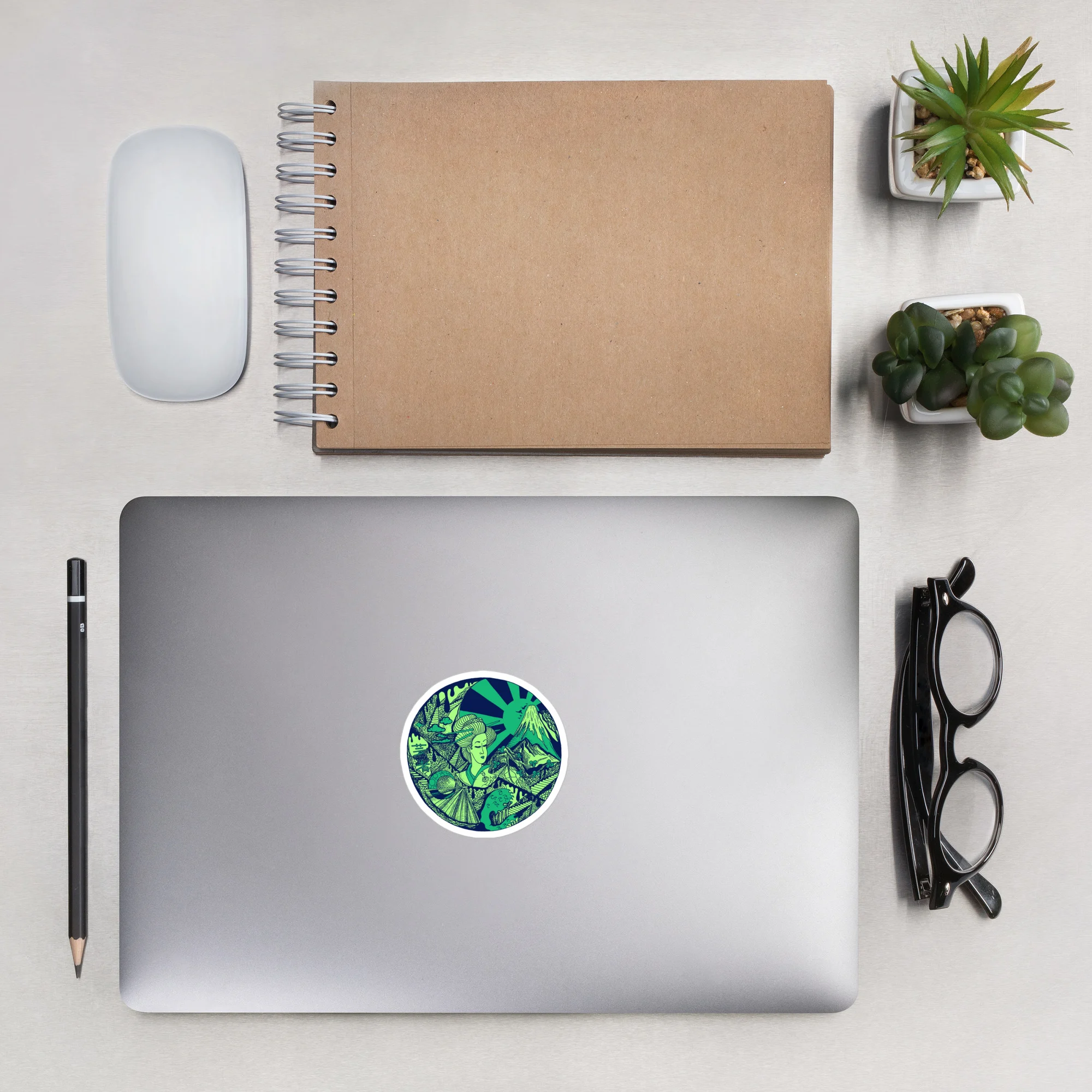 Green Dreaming of Japan - Japanese Circle Stickers - Image 4