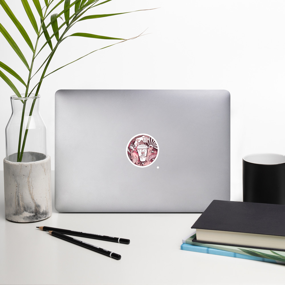 Pink and White Coffee in Japan - Coffee Stickers - Image 5