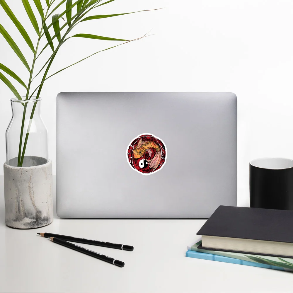 Cream and Red Koi of Balance - Koi Fish Stickers - Image 5