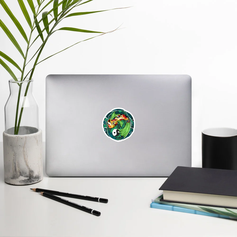 Green Koi of Balance - Koi Fish Stickers - Image 5