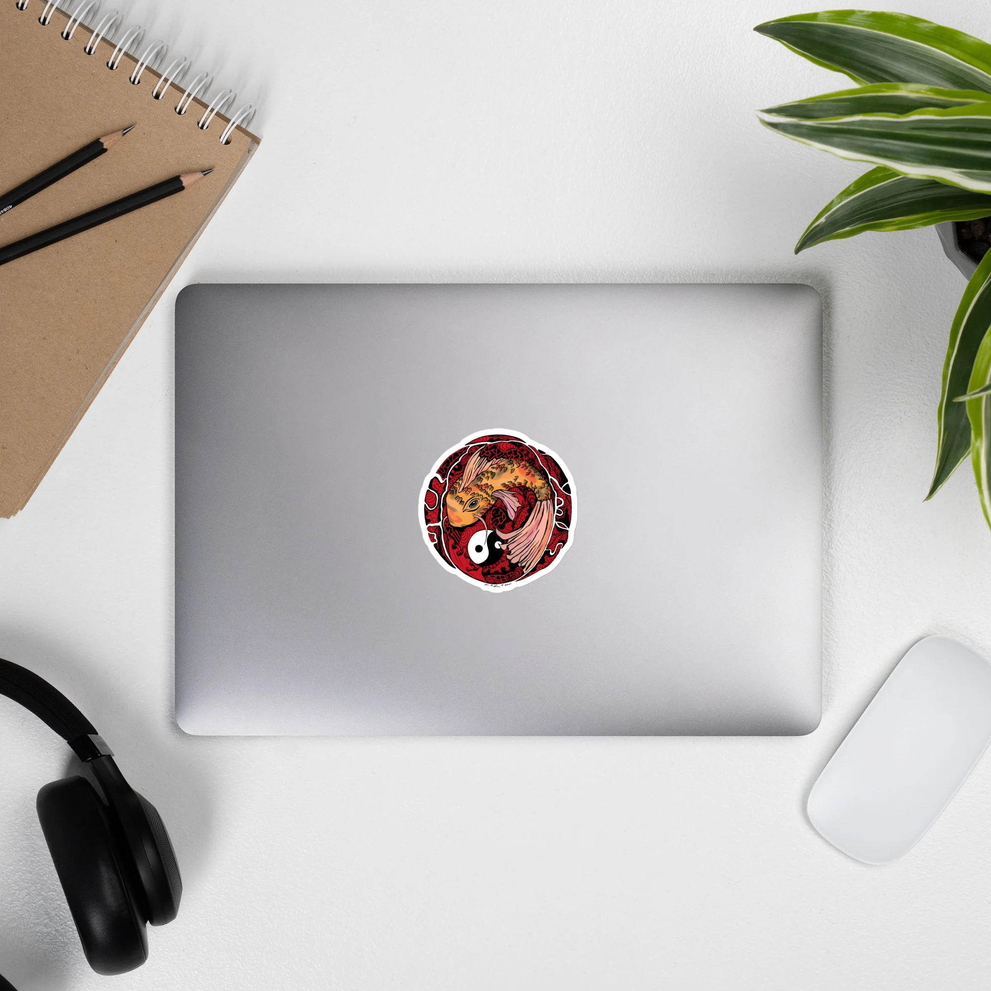 Cream and Red Koi of Balance - Koi Fish Stickers - Image 6