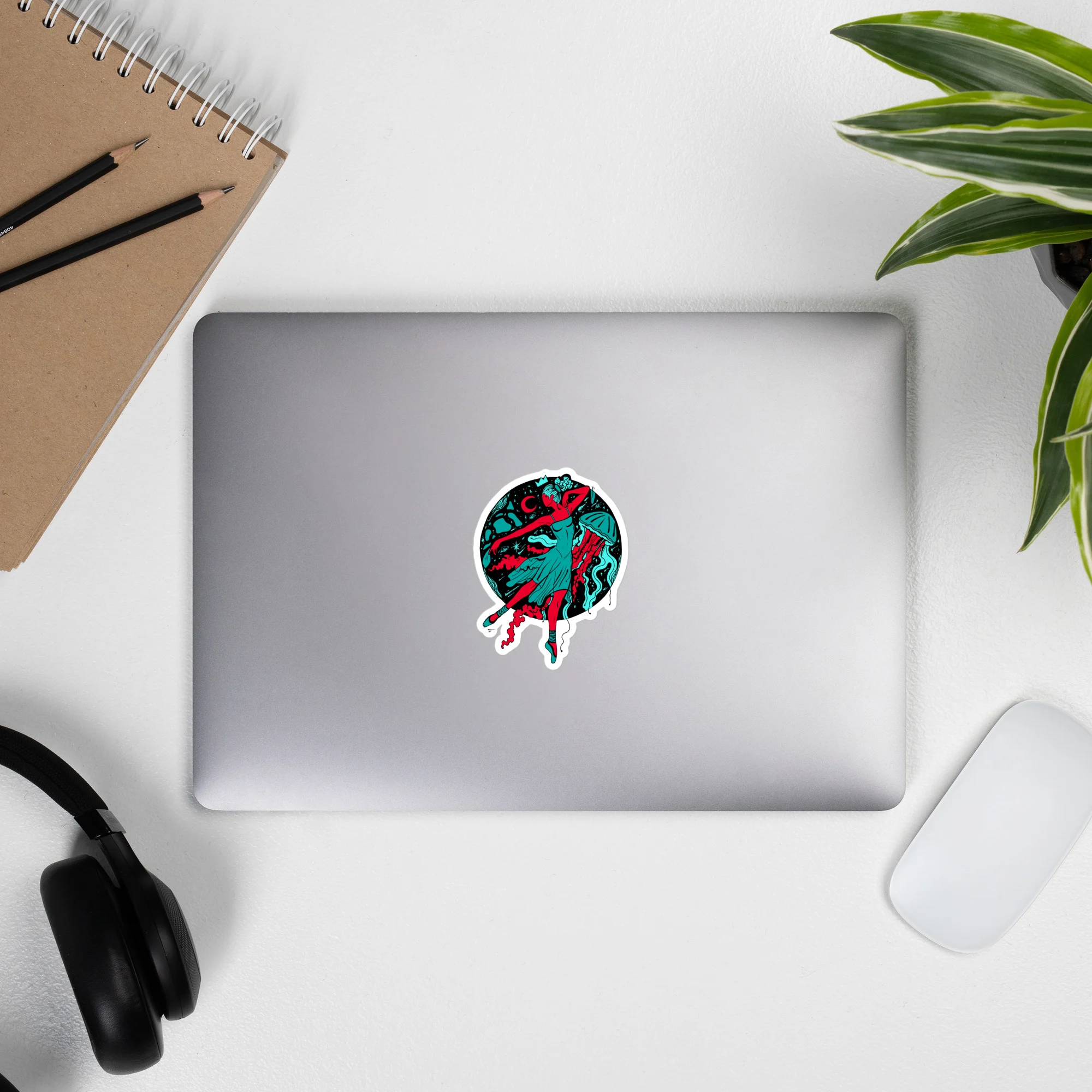 Turquoise Red The Oceanic Dancer | Ballerina Drawing Stickers - Image 6