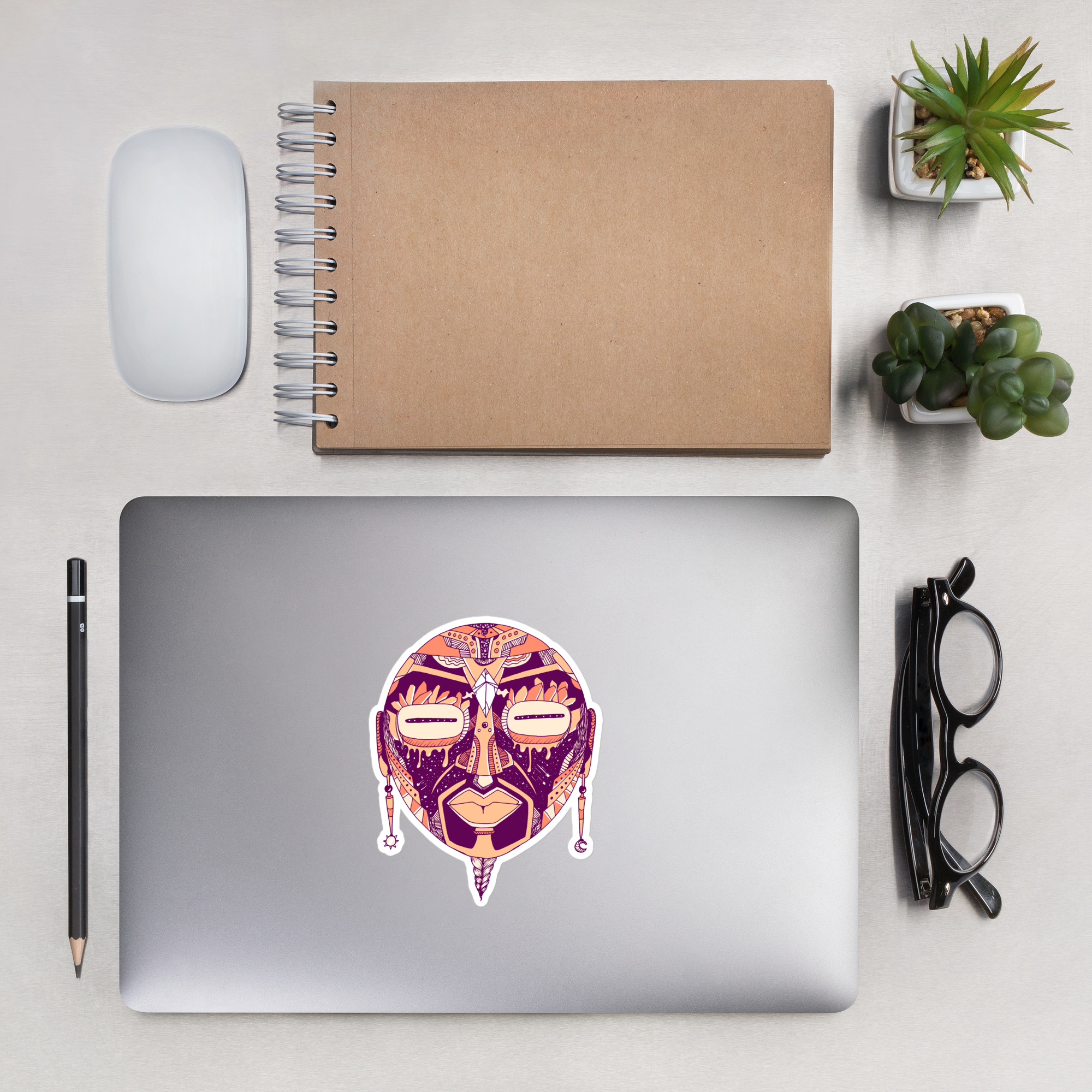Peach African Mask No. 2 - African Stickers - Image 7