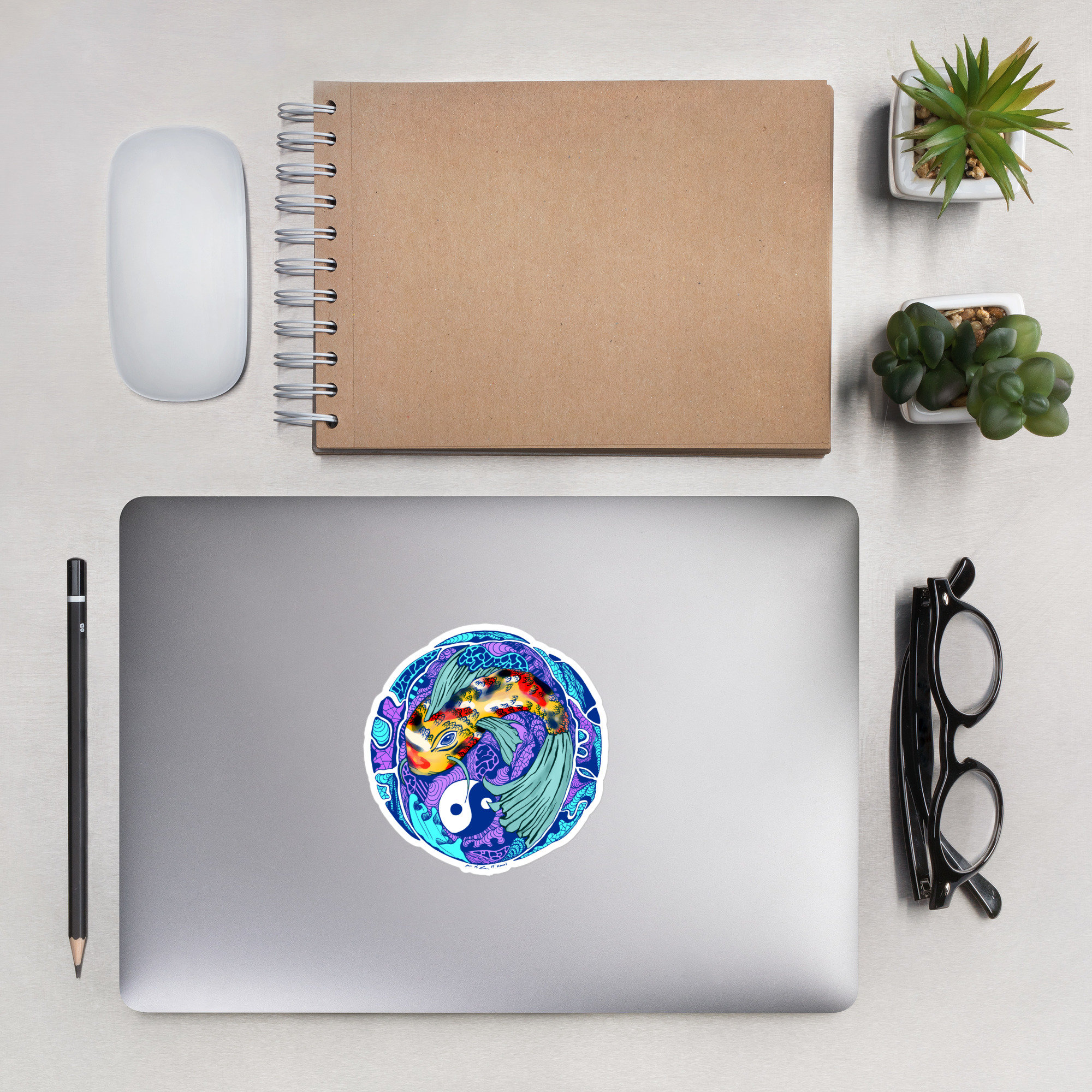 Blue Koi of Balance - Koi Fish Stickers - Image 7
