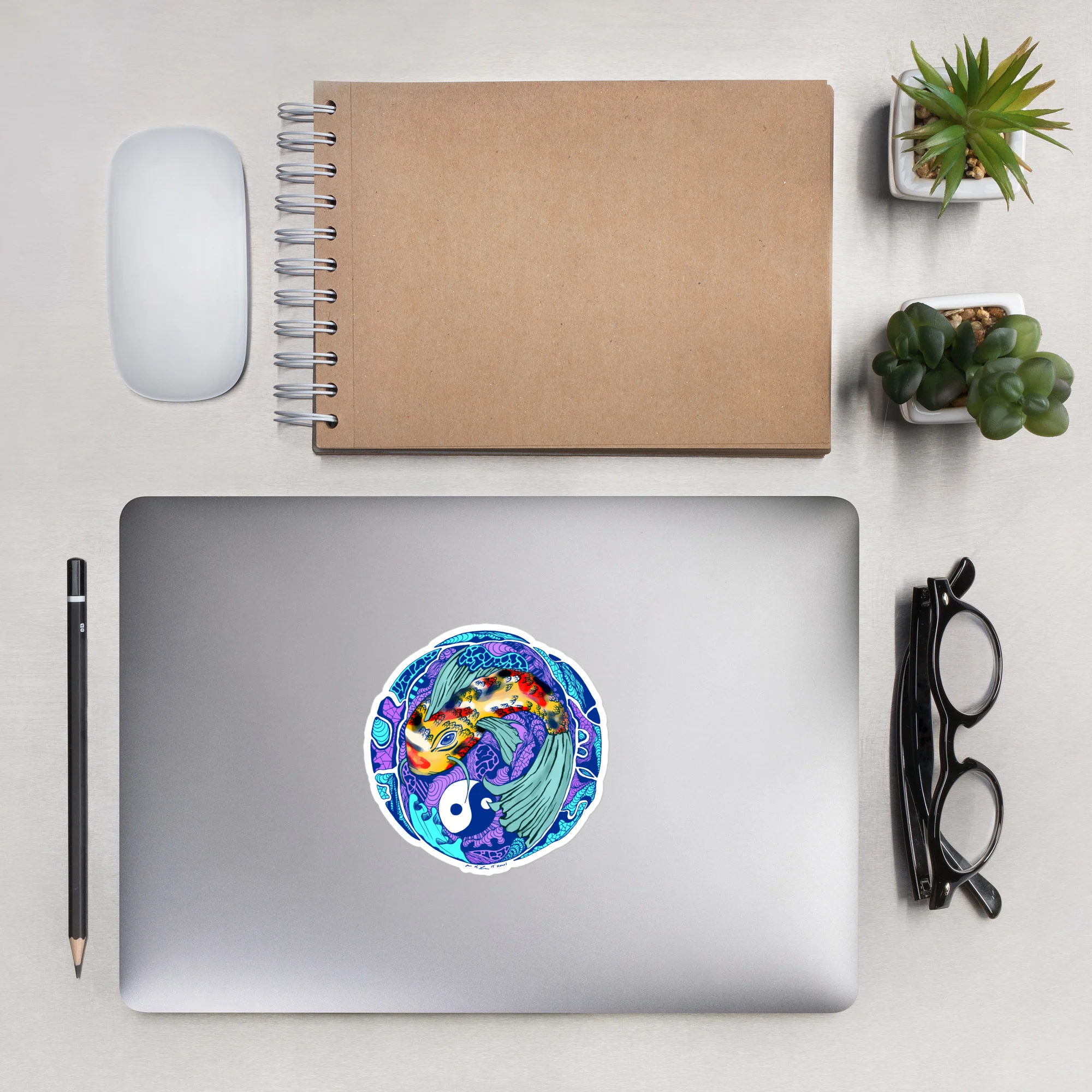 Blue Koi of Balance - Koi Fish Stickers - Image 7