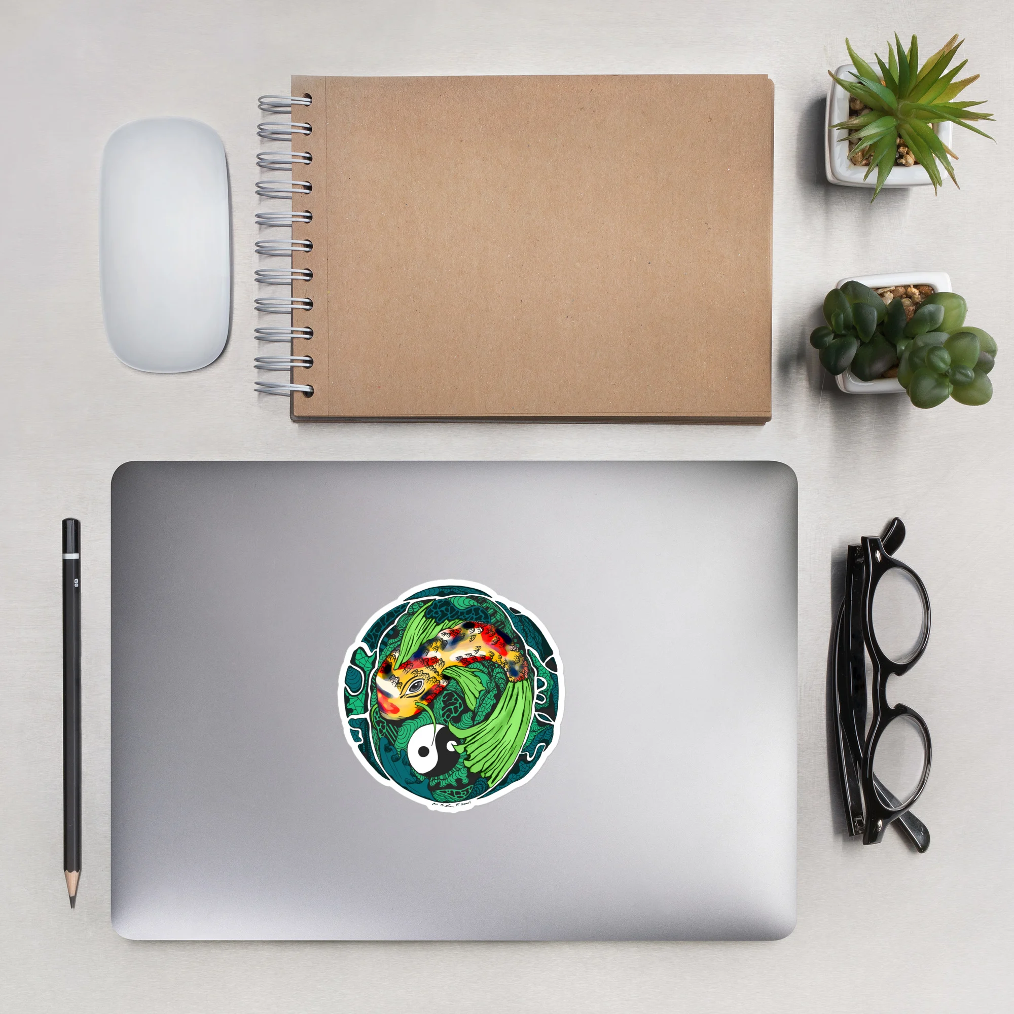 Green Koi of Balance - Koi Fish Stickers - Image 7