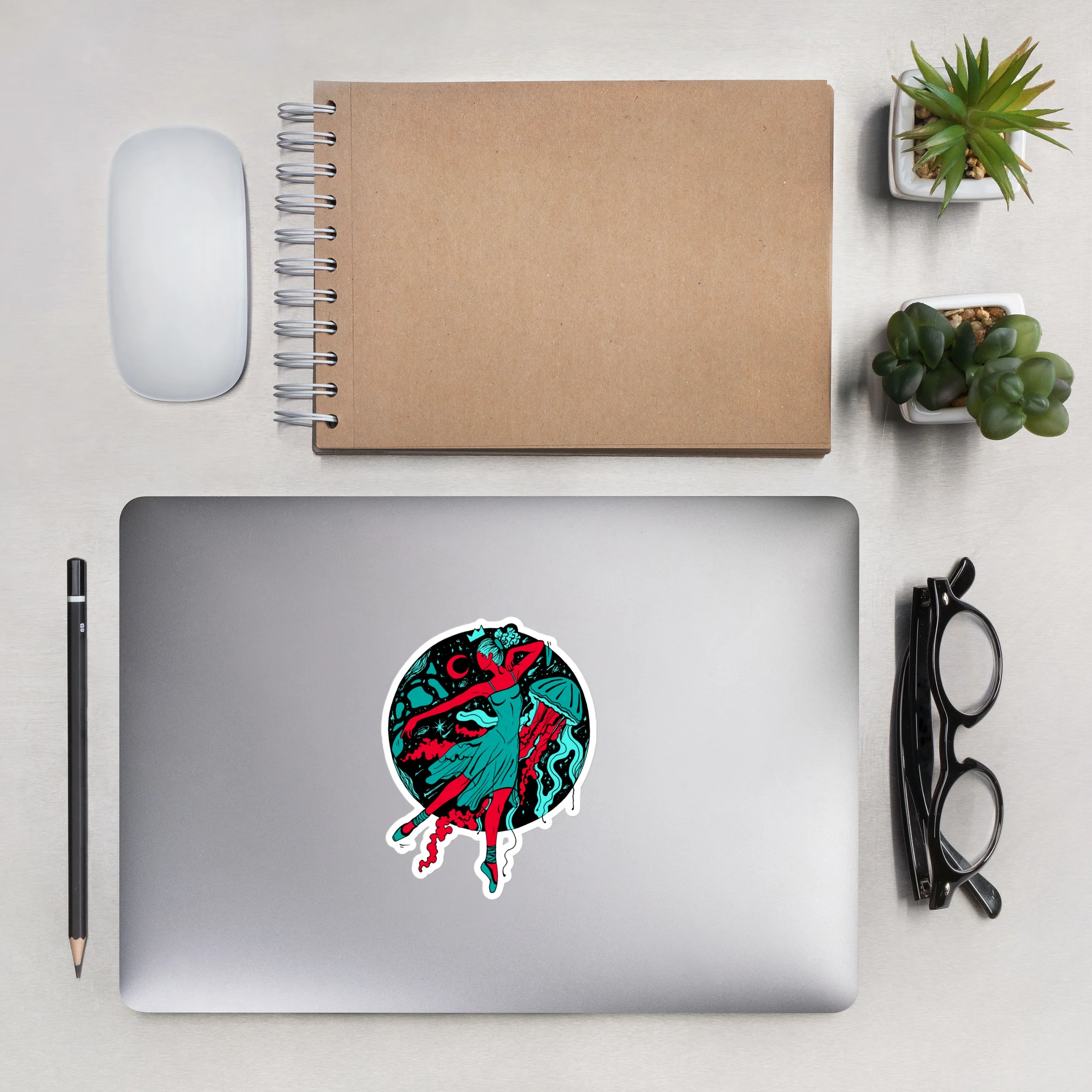 Turquoise Red The Oceanic Dancer | Ballerina Drawing Stickers - Image 7