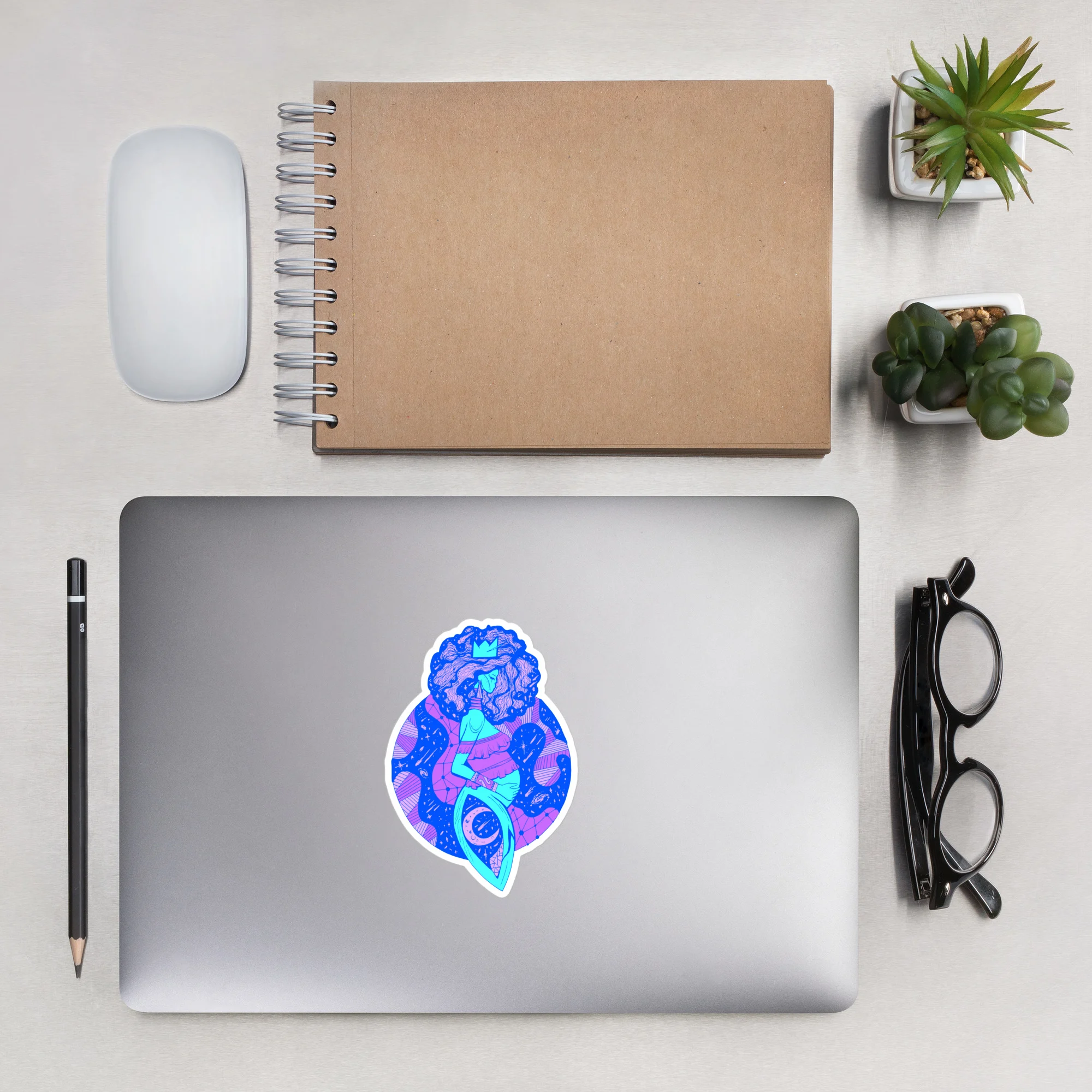 Blue Birth of Sahelle | Art gift for Mom Stickers - Image 7