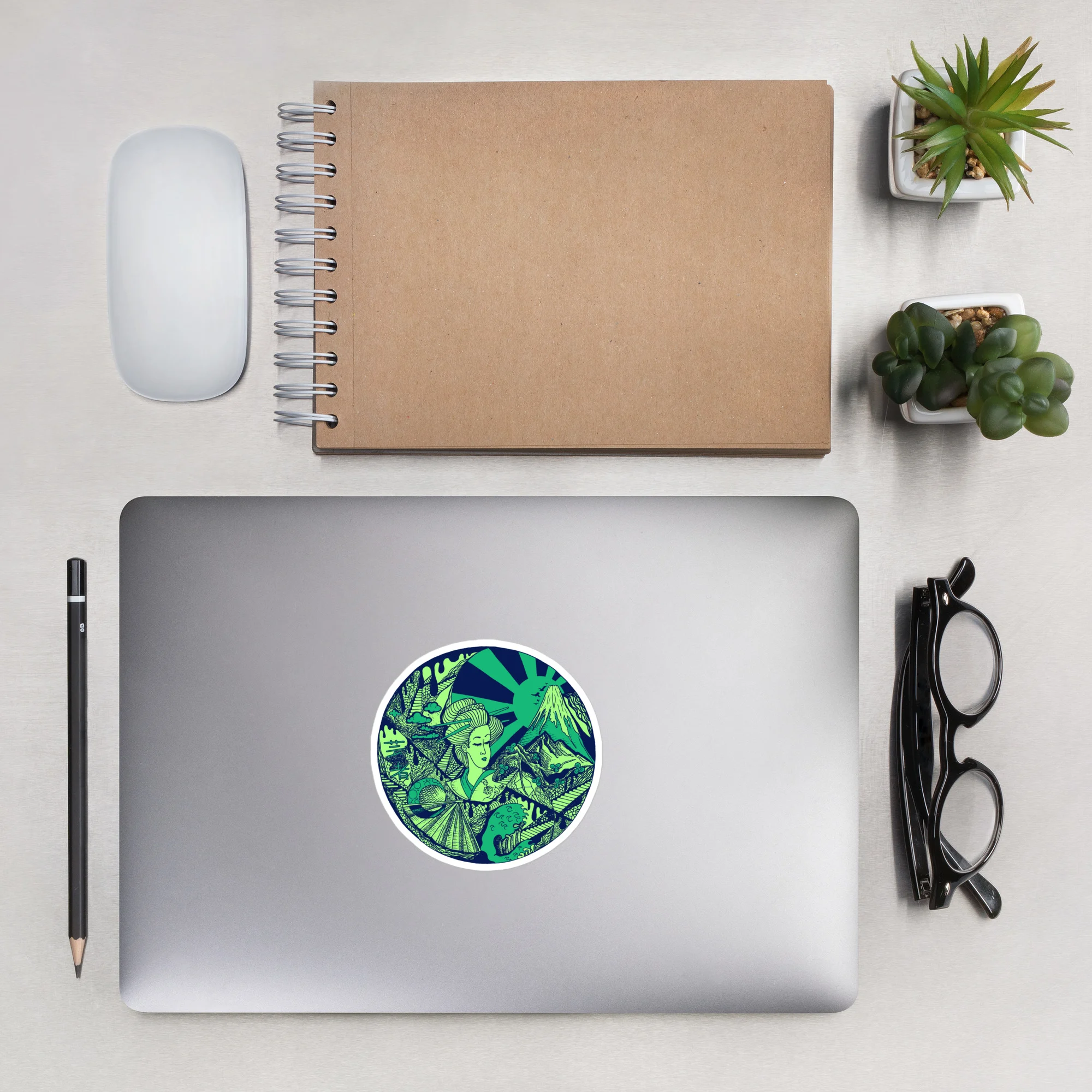 Green Dreaming of Japan - Japanese Circle Stickers - Image 7
