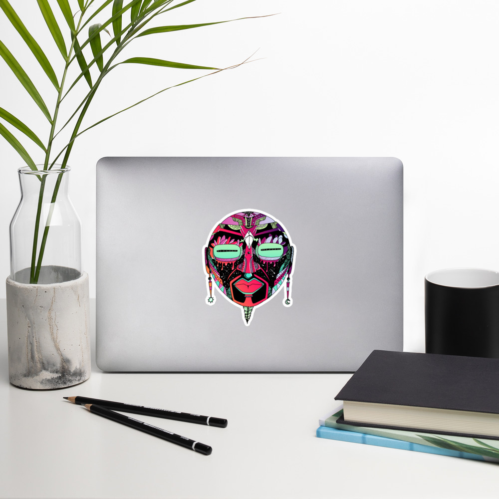 Red Blue Blend African Mask No. 2 - African Stickers - Image 8