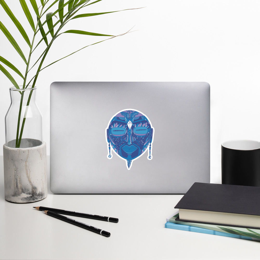 Mountain Blue African Mask No. 2 - African Stickers - Image 8