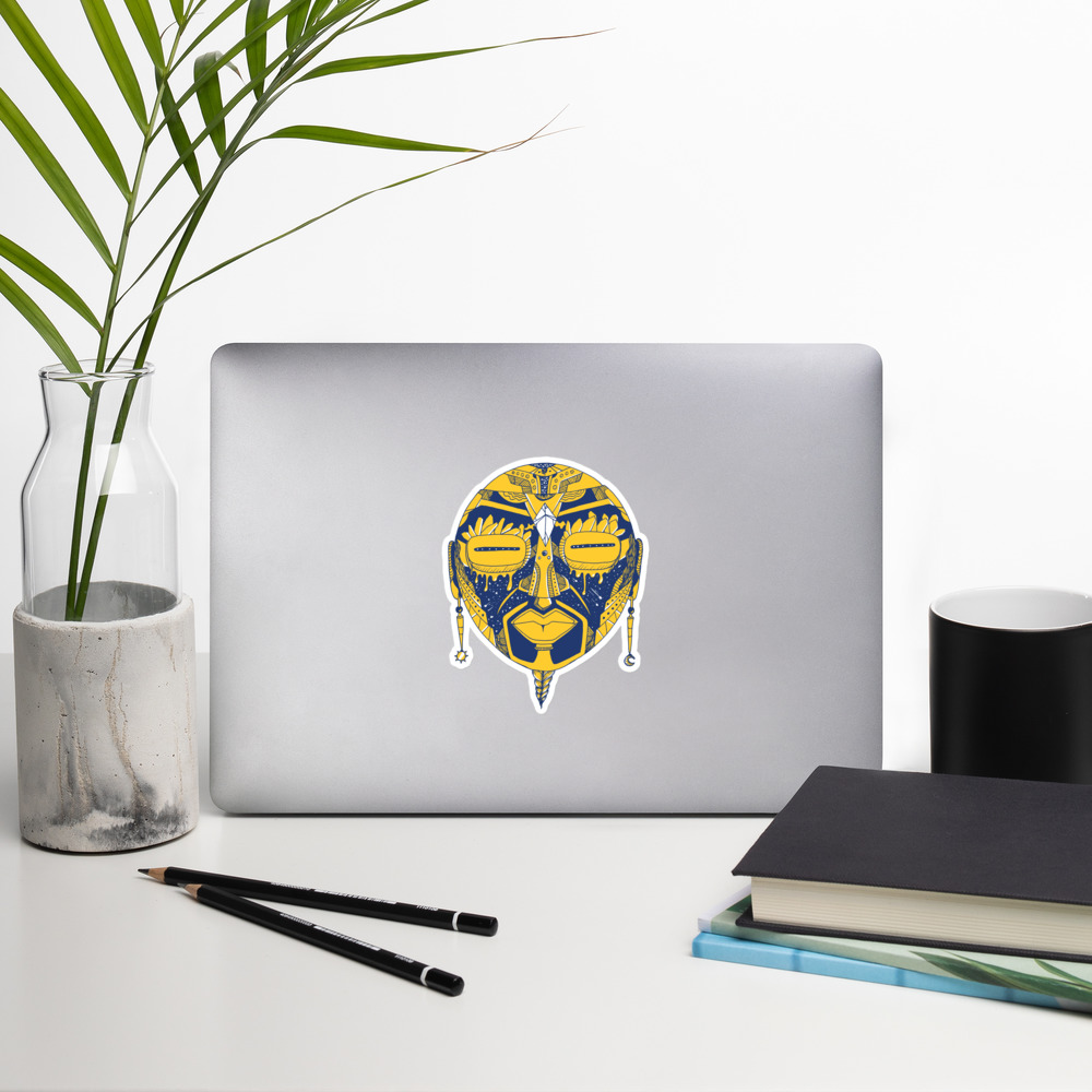 Navy Yellow African Mask No. 2 - African Stickers - Image 8