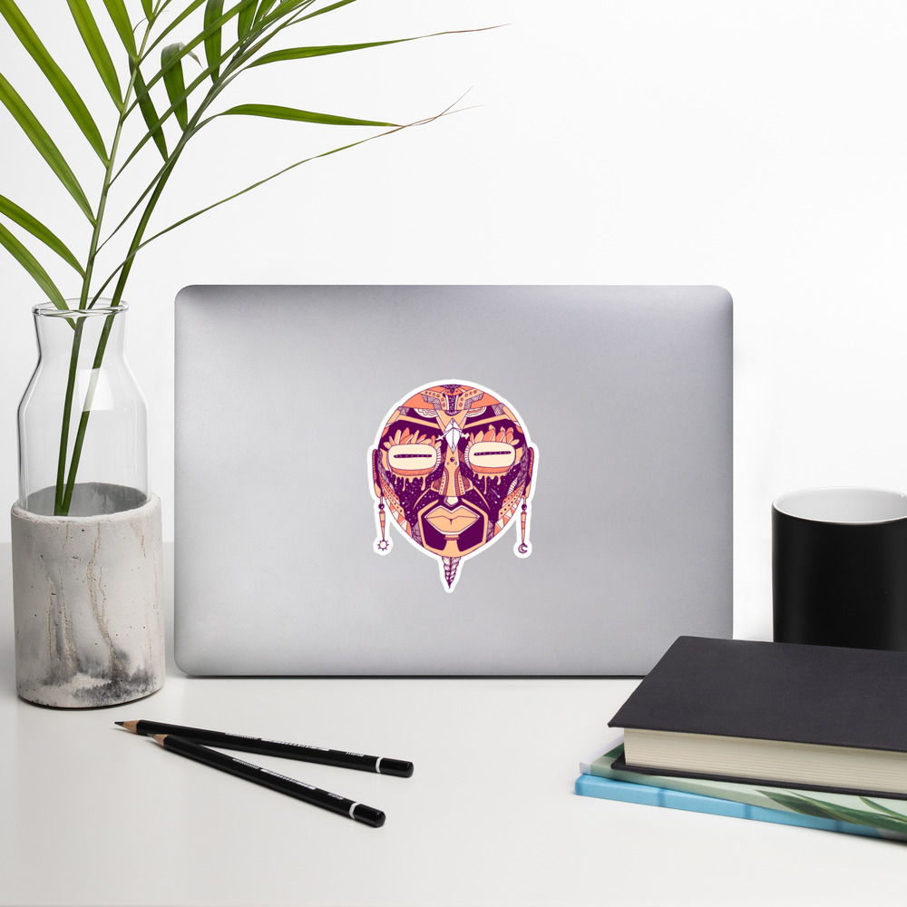 Peach African Mask No. 2 - African Stickers - Image 8
