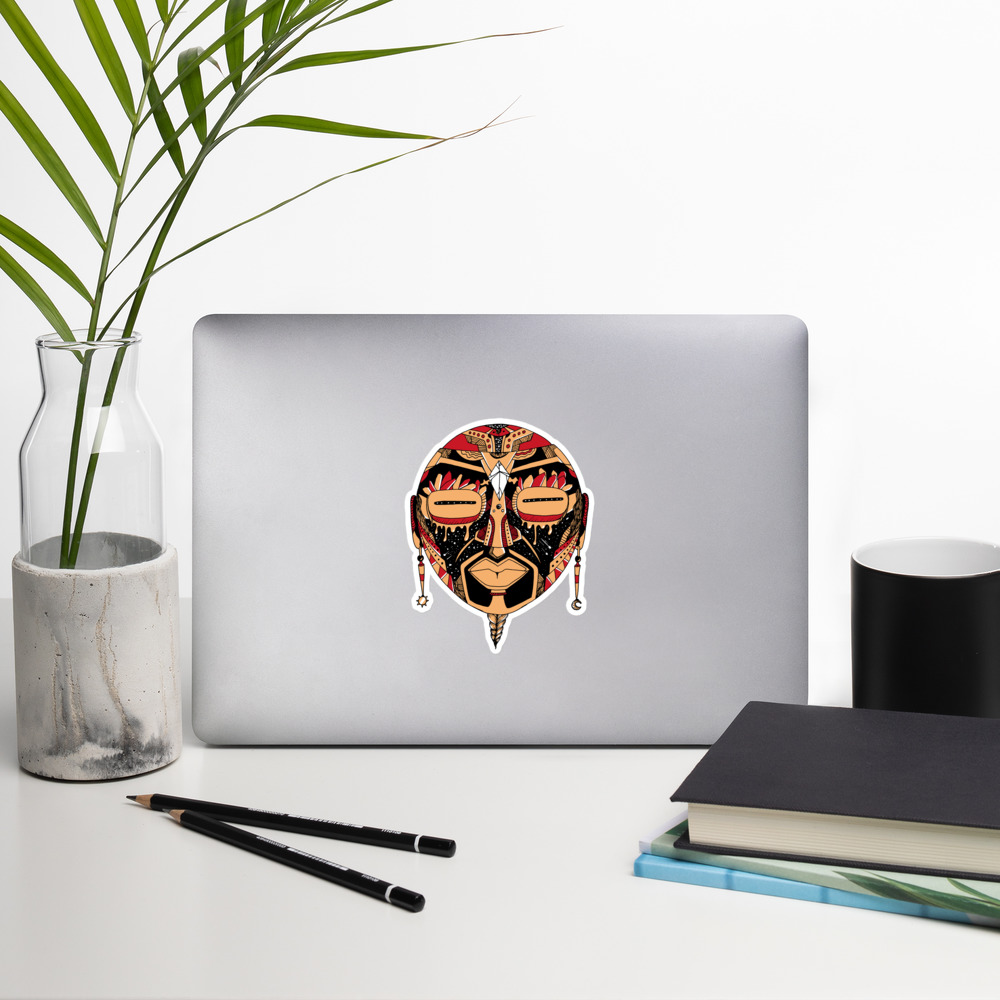 Cream and Red African Mask No. 2 - African Stickers - Image 8