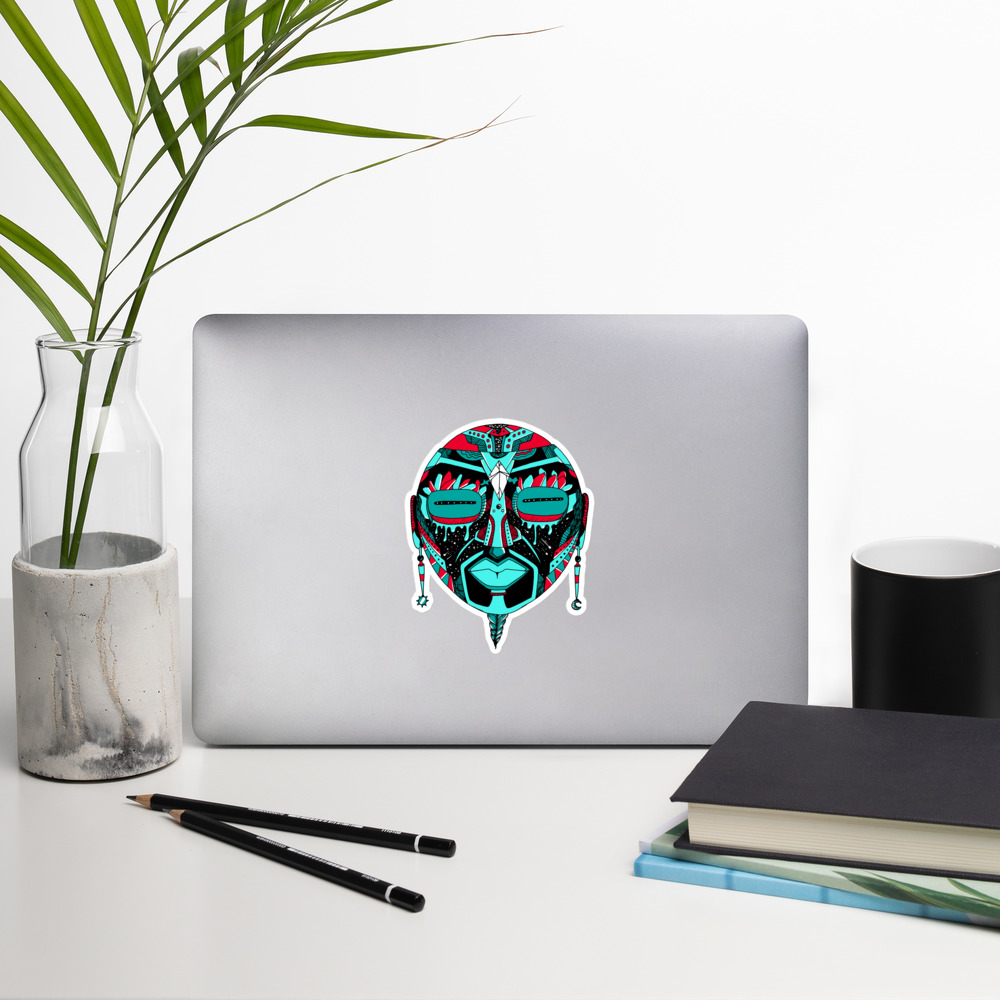 Turquoise Red African MAsk No. 2 - African Stickers - Image 8