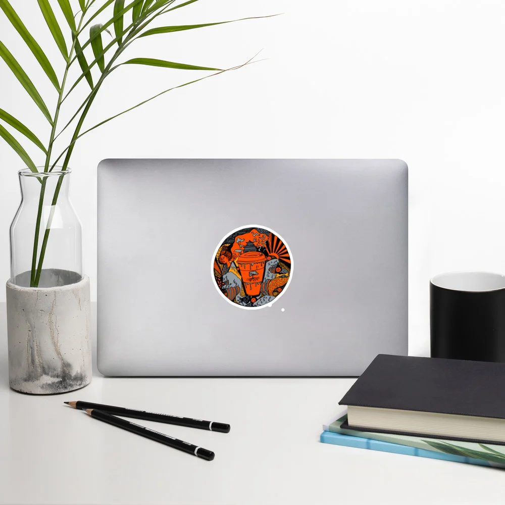 Orange and Grey Coffee in Japan - Coffee Stickers - Image 8