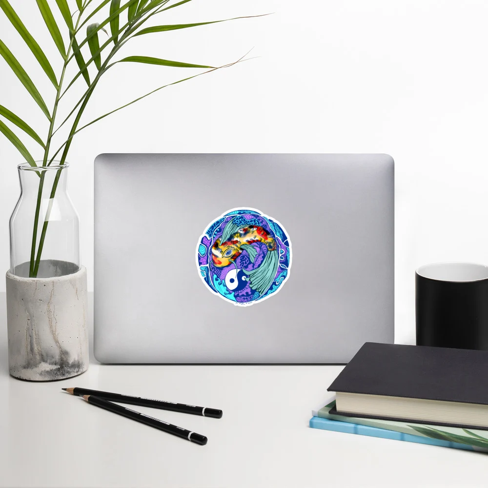 Blue Koi of Balance - Koi Fish Stickers - Image 8