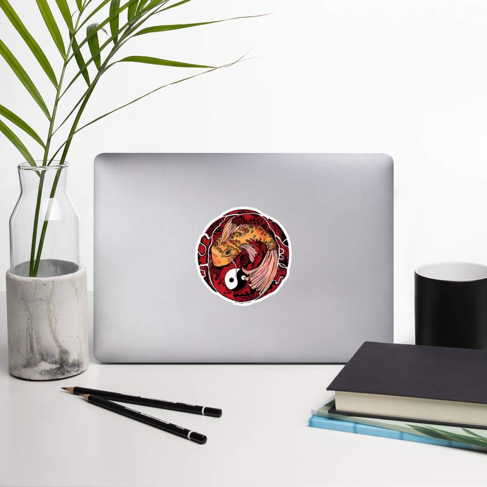 Cream and Red Koi of Balance - Koi Fish Stickers - Image 8