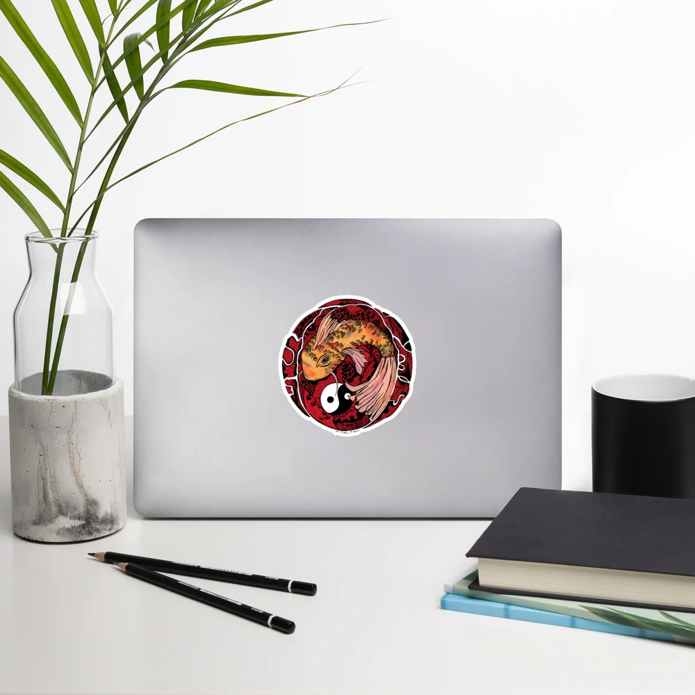 Cream and Red Koi of Balance - Koi Fish Stickers - Image 8