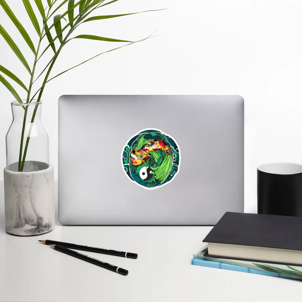 Green Koi of Balance - Koi Fish Stickers - Image 8