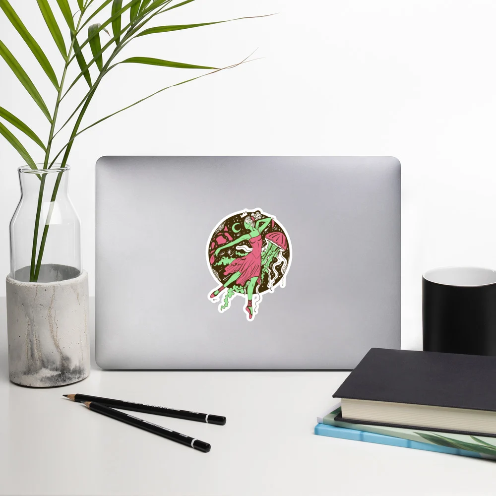 Pink and Green The Oceanic Dancer | Ballerina Drawing Stickers - Image 8