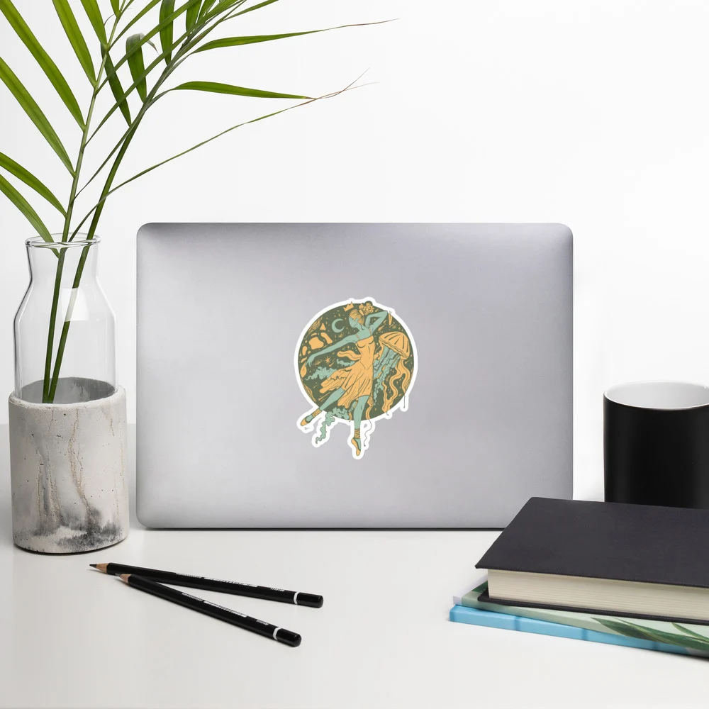 Sage Green The Oceanic Dancer | Ballerina Drawing Stickers - Image 8