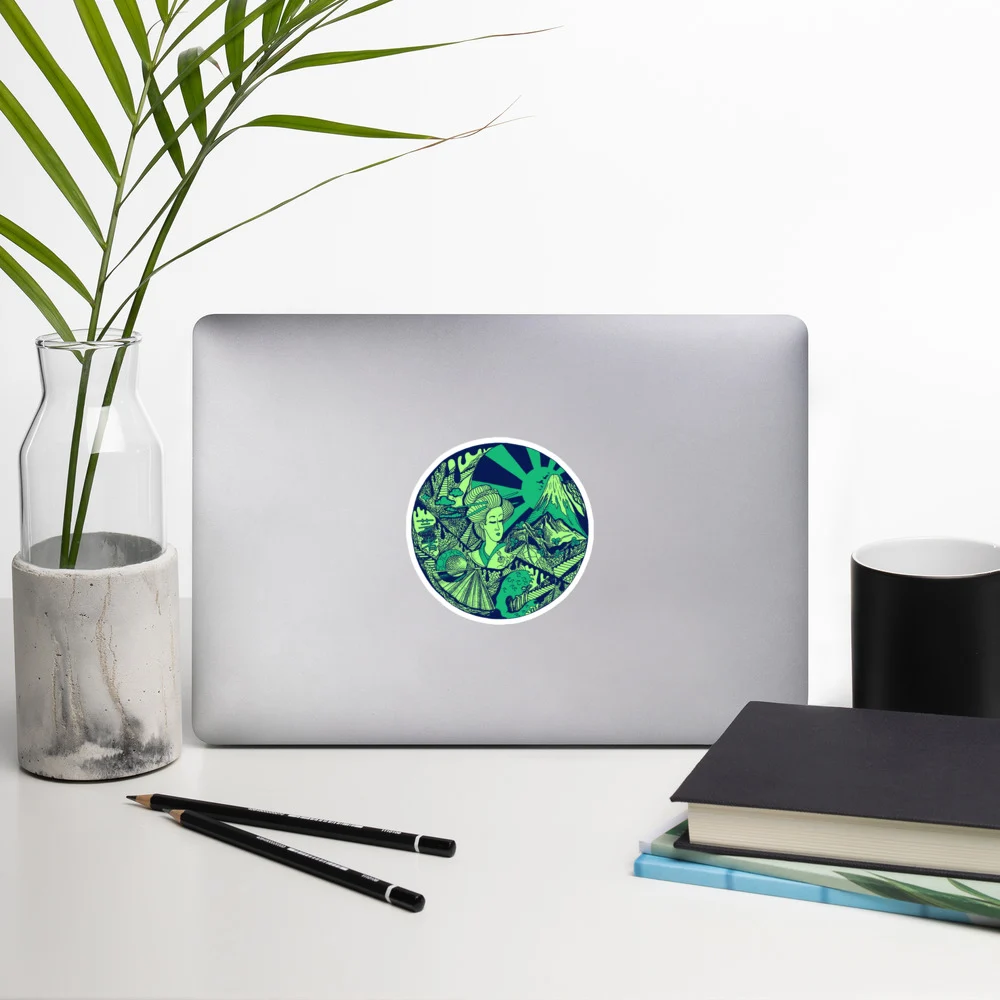 Green Dreaming of Japan - Japanese Circle Stickers - Image 8