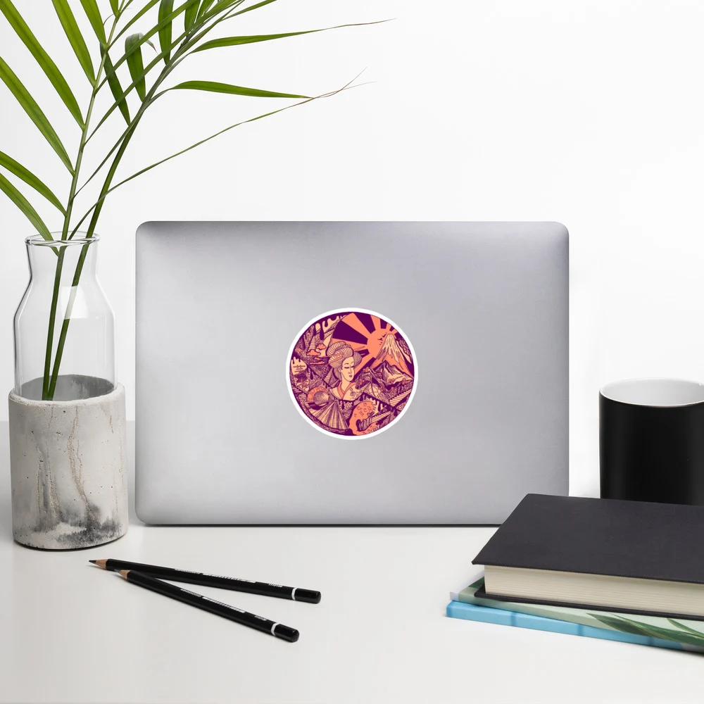 Peach Dreaming of Japan - Japanese Circle Stickers - Image 8