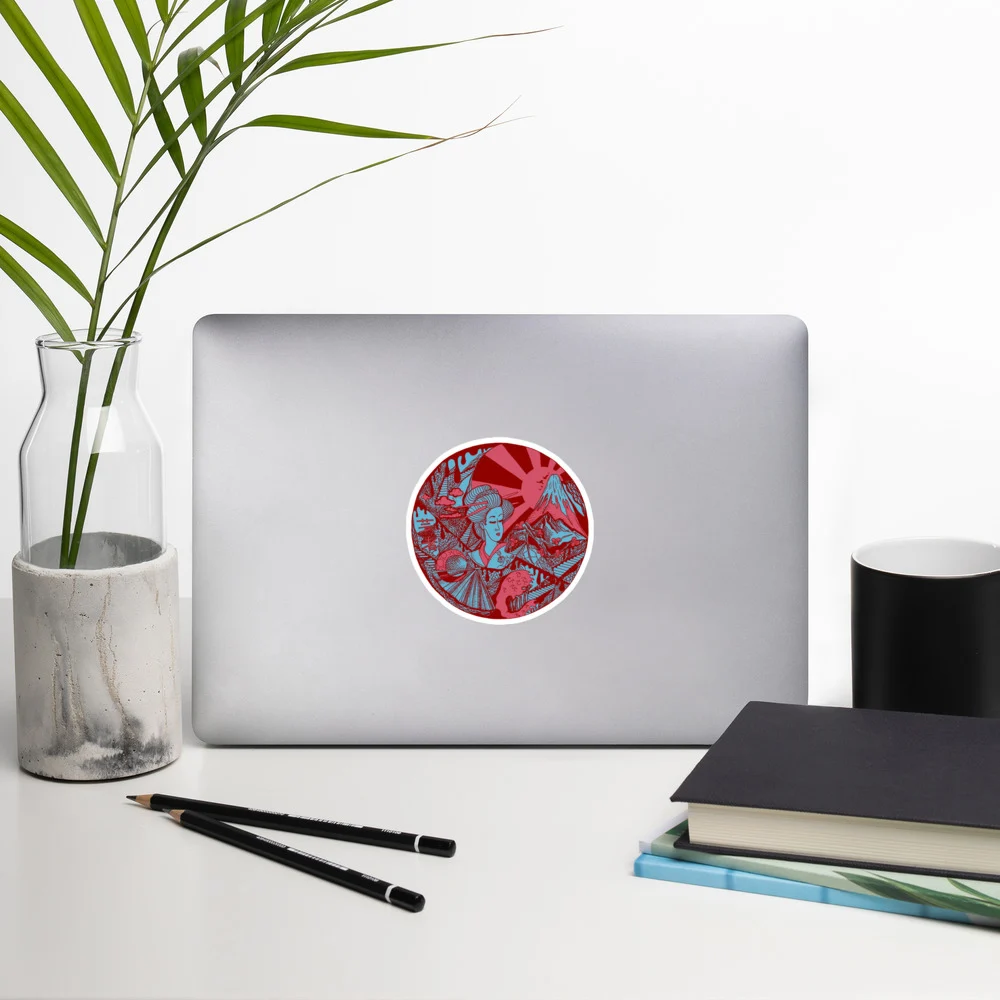 Pastel Blue Dreaming of Japan - Japanese Circle Stickers - Image 8