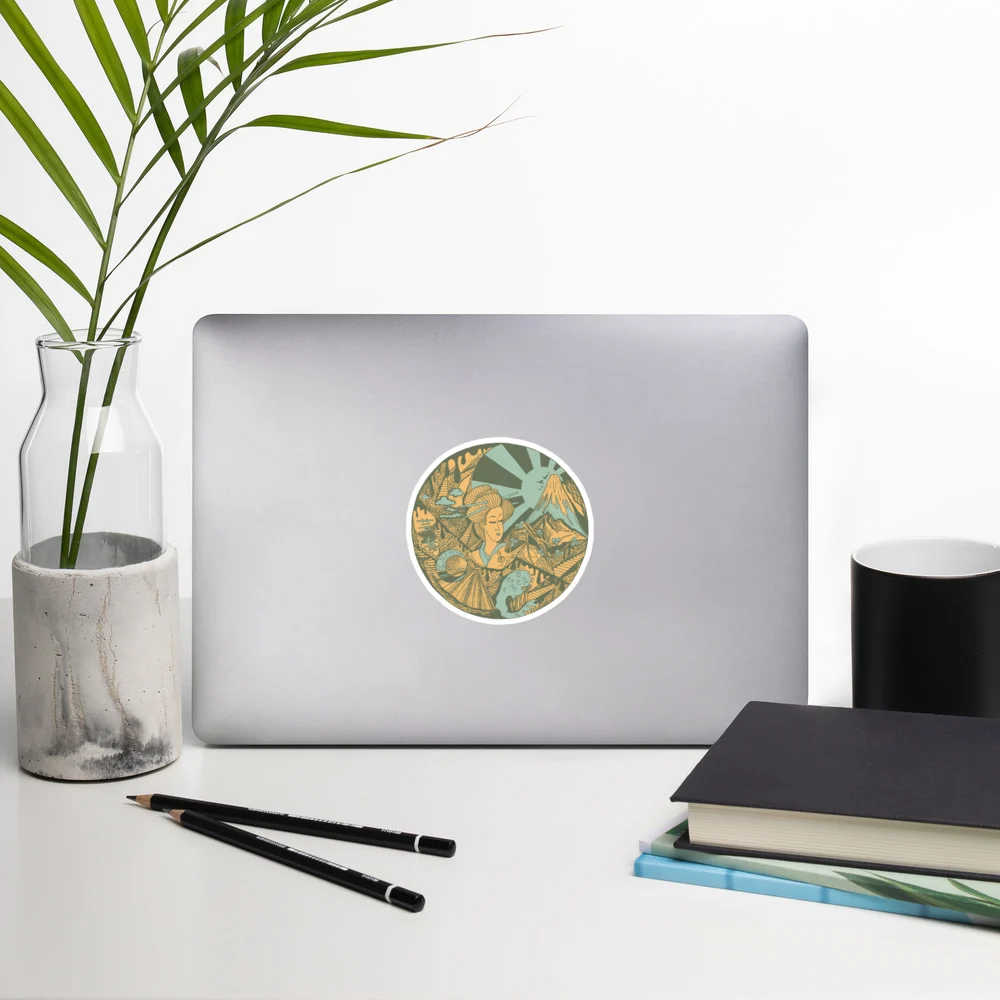 Sage Green Dreaming of Japan - Japanese Circle Stickers - Image 8