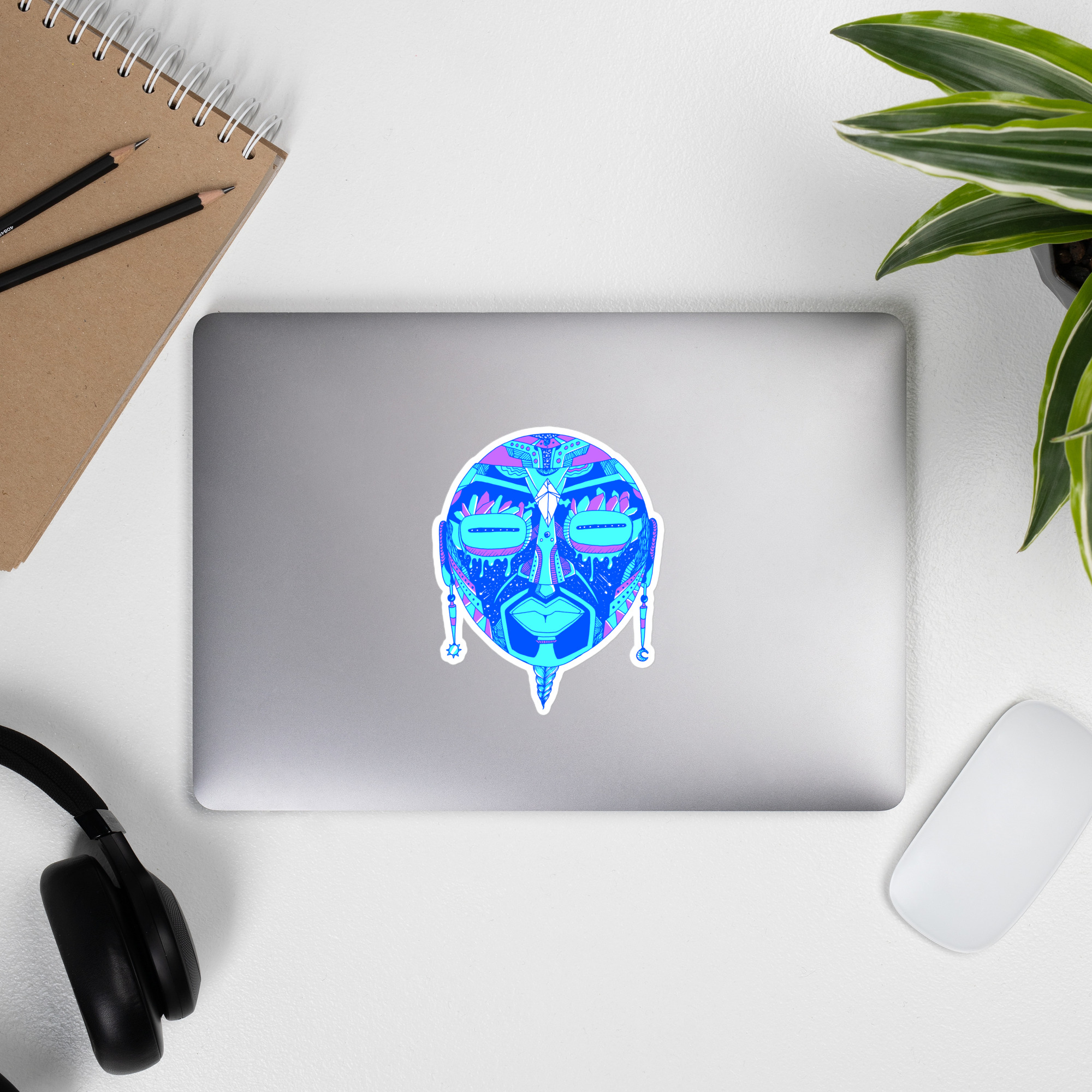 Blue African Mask No. 2 - African Stickers - Image 9