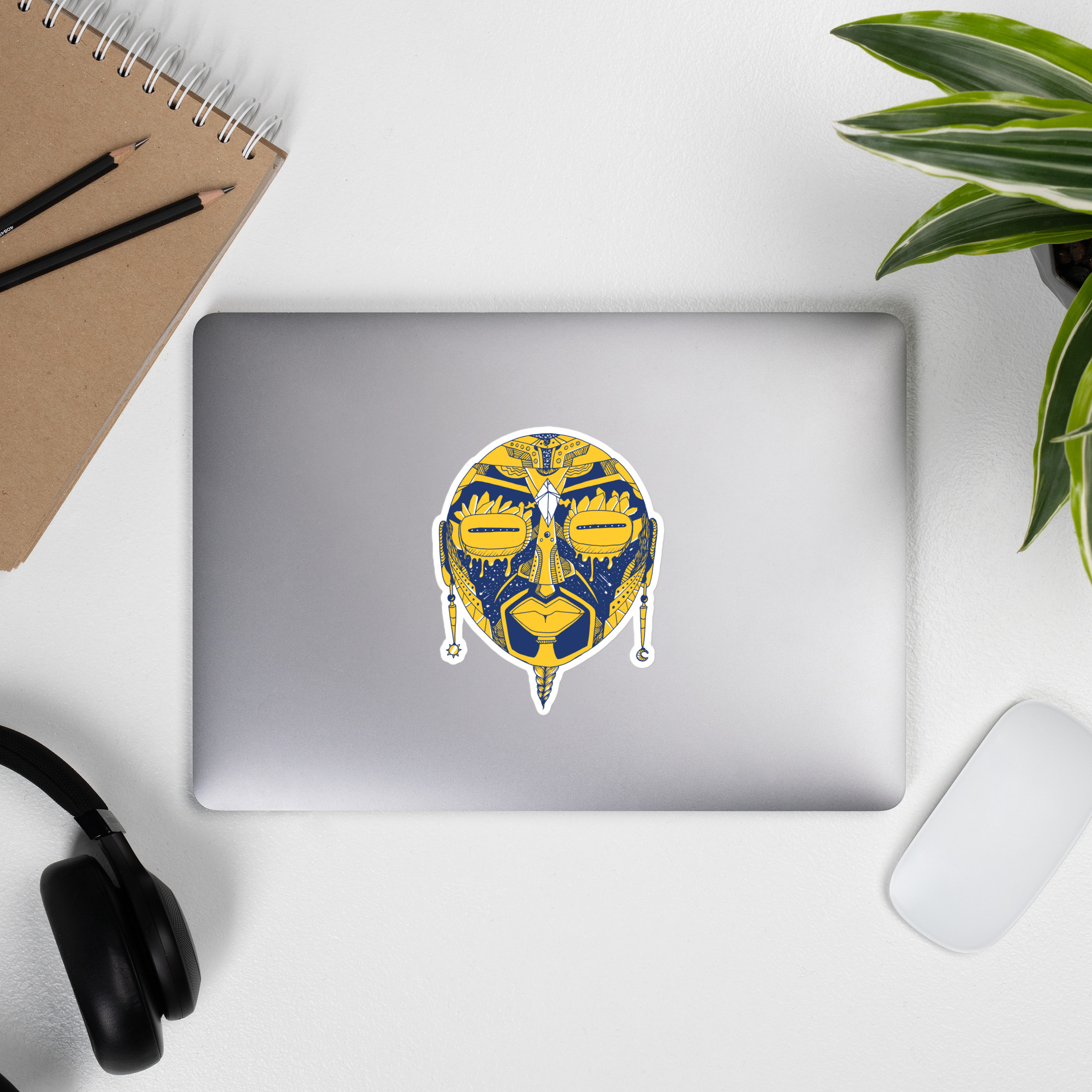 Navy Yellow African Mask No. 2 - African Stickers - Image 9