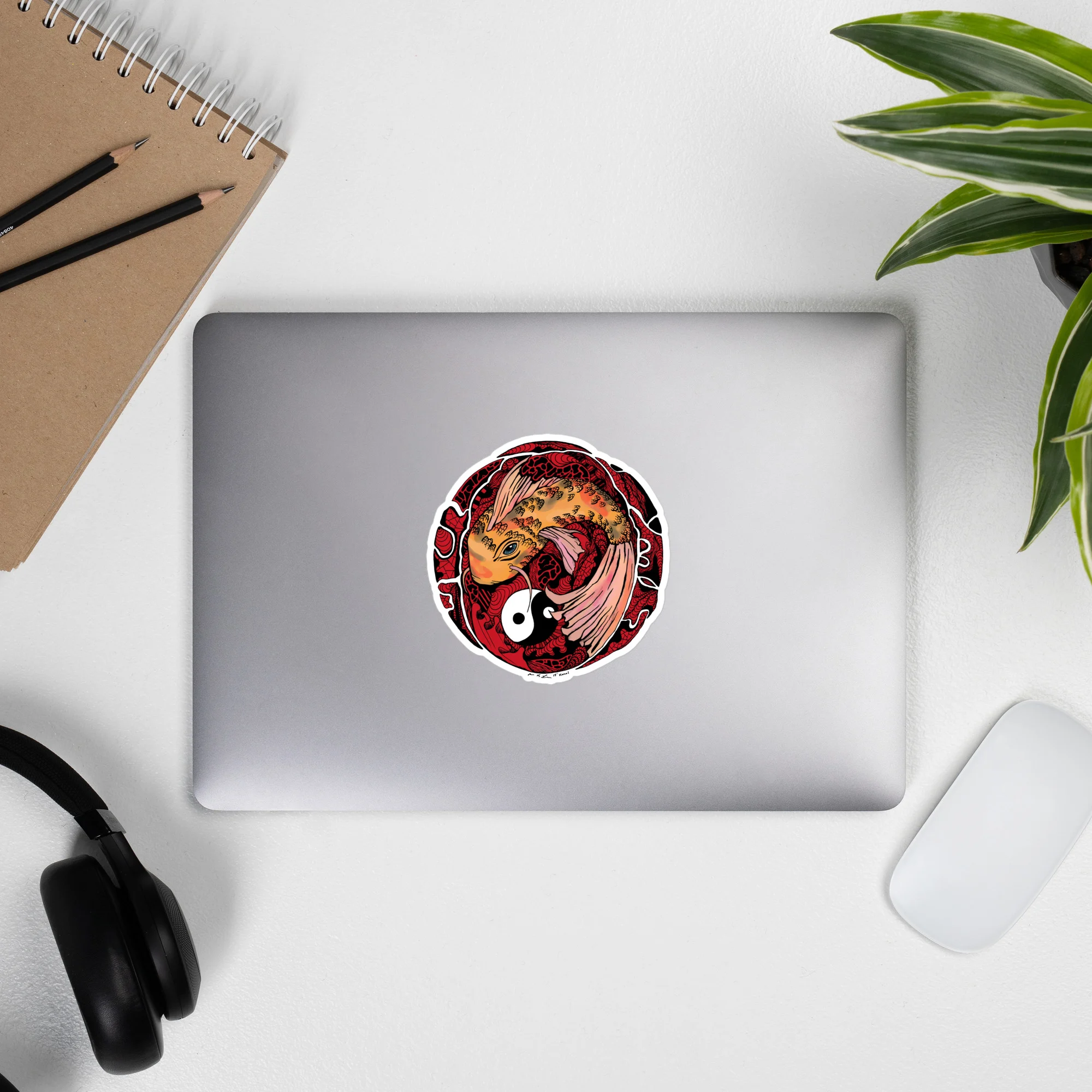 Cream and Red Koi of Balance - Koi Fish Stickers - Image 9