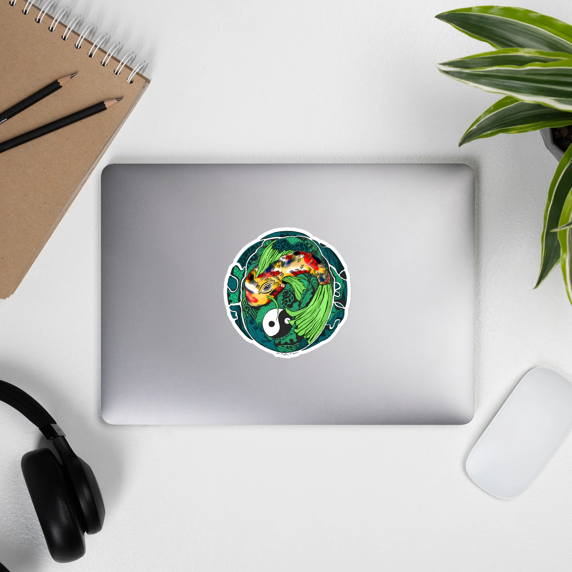 Green Koi of Balance - Koi Fish Stickers - Image 9