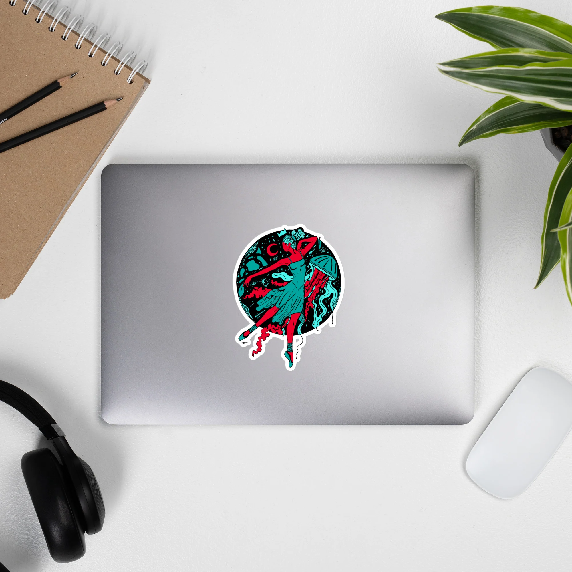 Turquoise Red The Oceanic Dancer | Ballerina Drawing Stickers - Image 9
