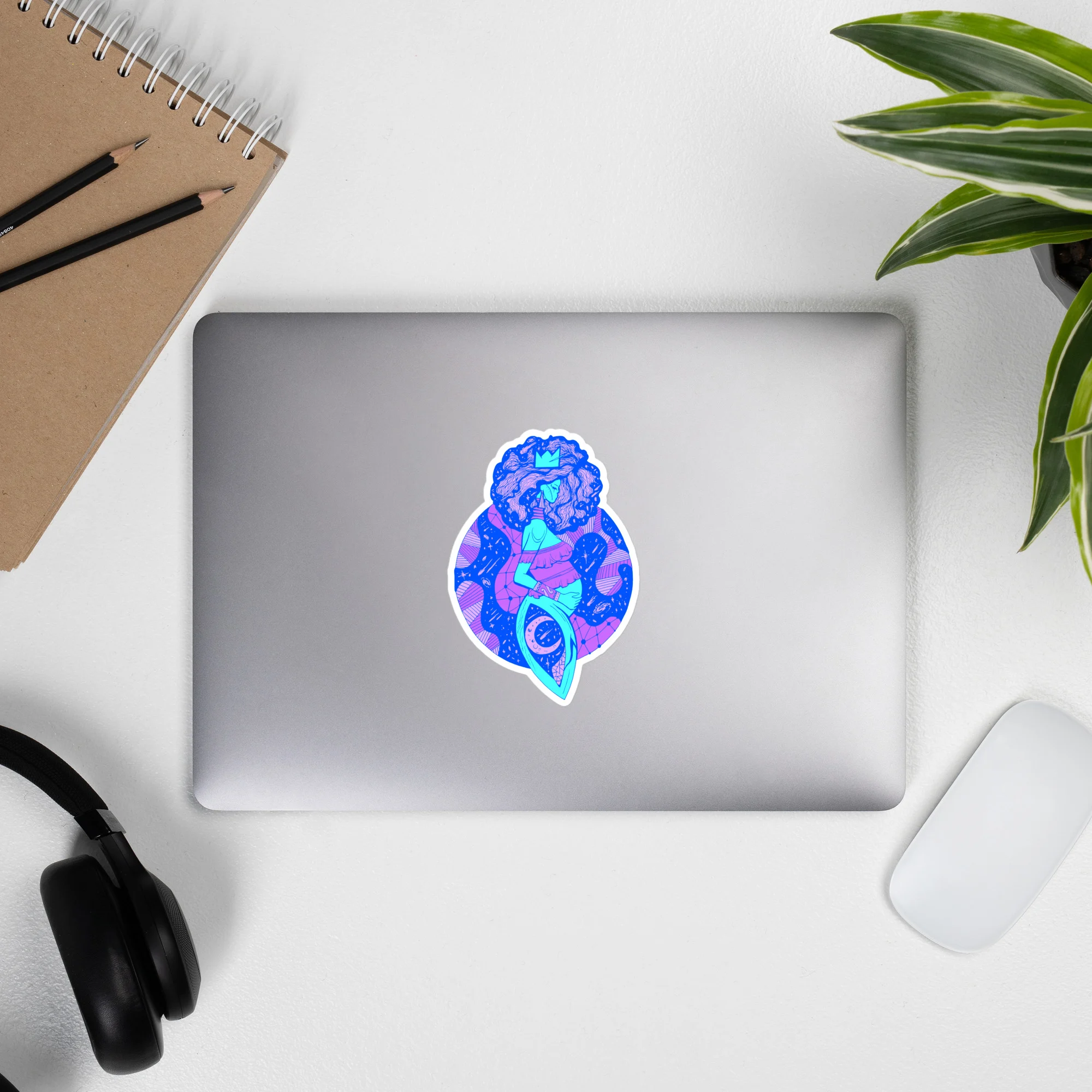 Blue Birth of Sahelle | Art gift for Mom Stickers - Image 9