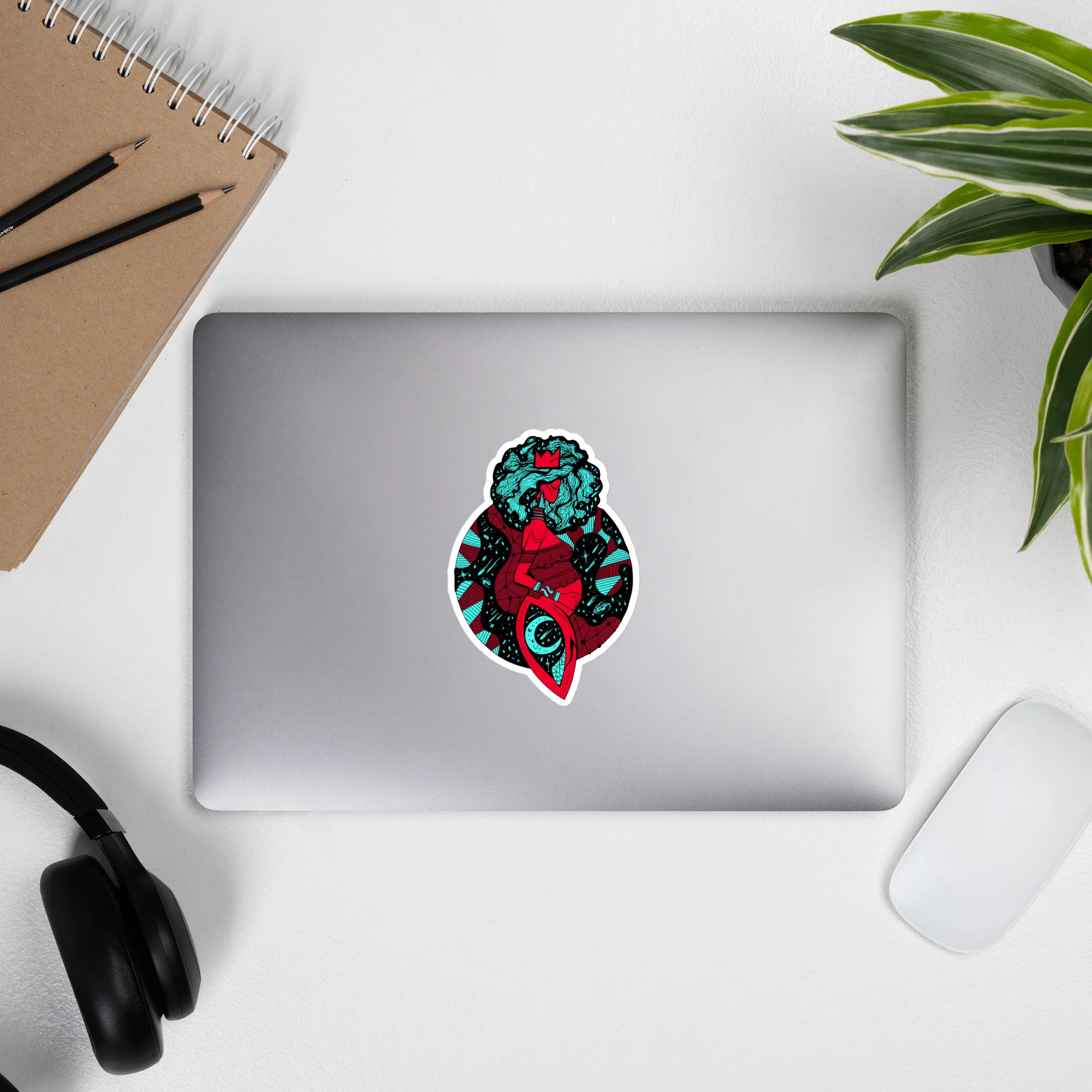 Turquoise Red Birth of Sahelle | Art gift for Mom Stickers - Image 9