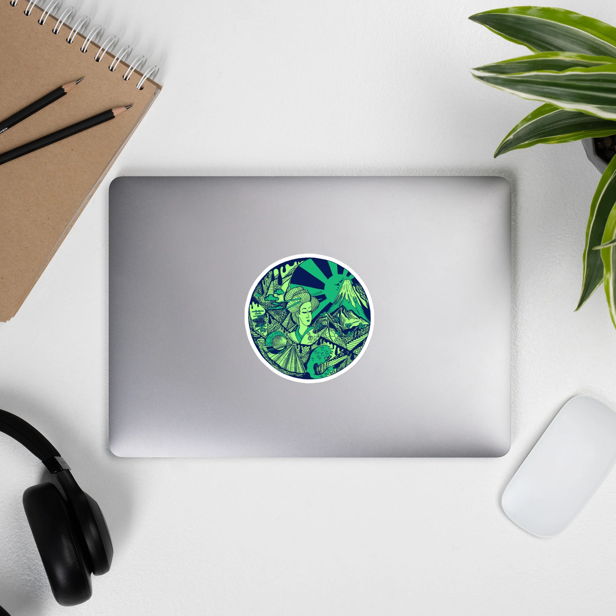 Green Dreaming of Japan - Japanese Circle Stickers - Image 9