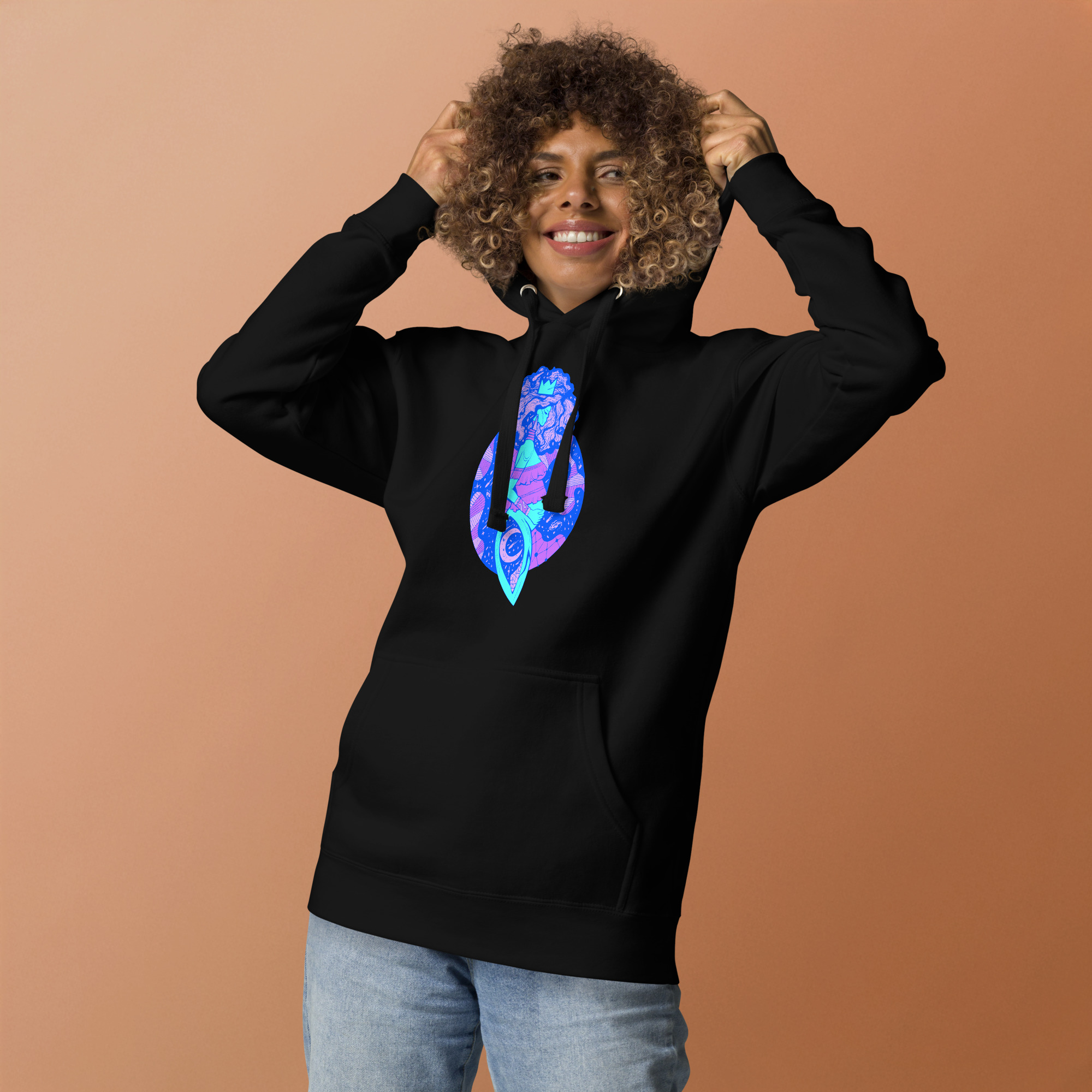 Blue Birth of Sahelle | Art gift for Mom Hoodie - Image 2