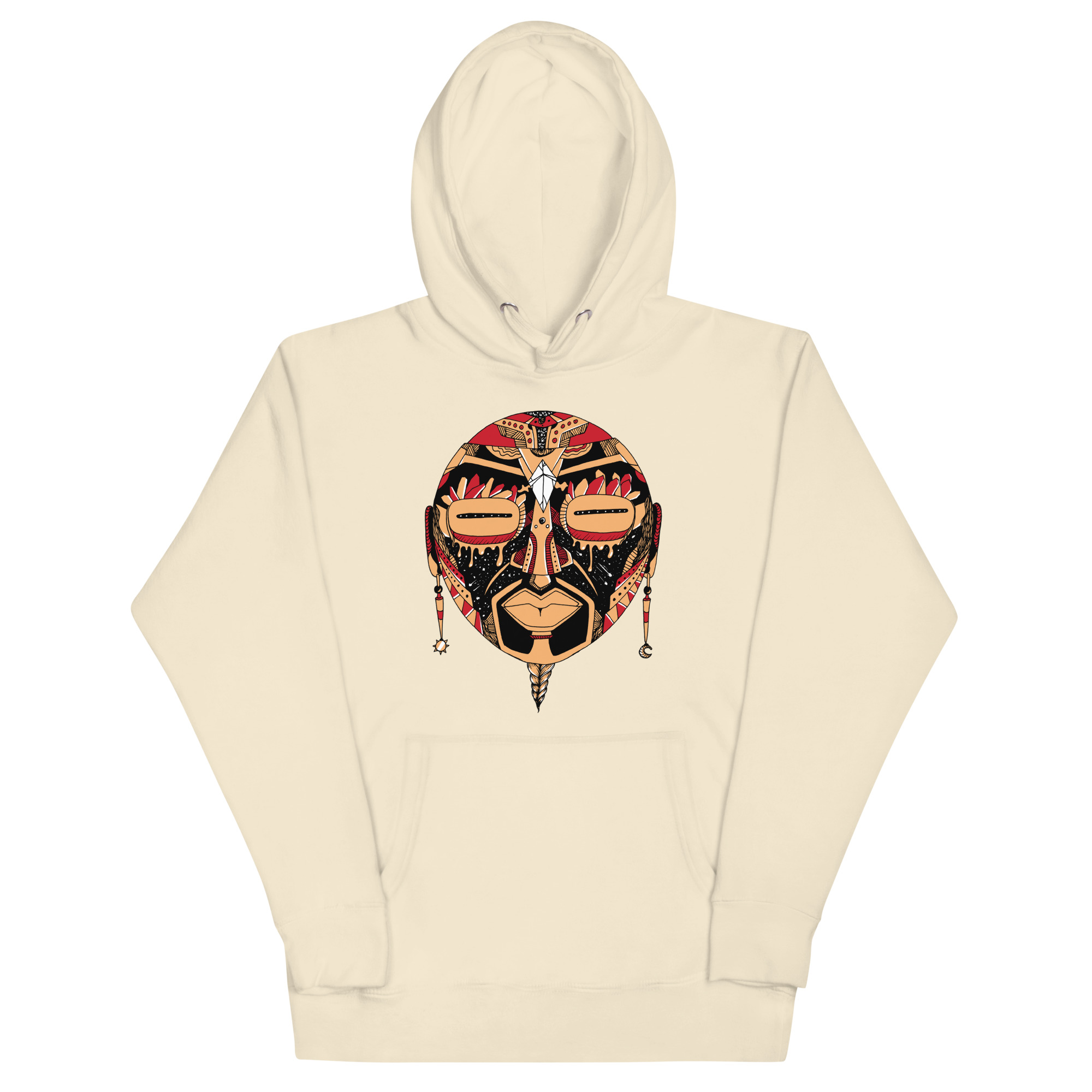Cream and Red African Mask No. 2 - African Hoodie