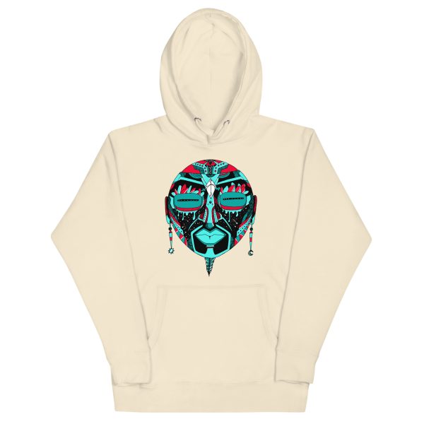 Turquoise Red African MAsk No. 2 - African Hoodie