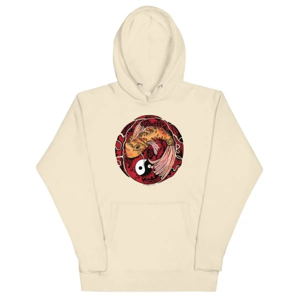 Cream and Red Koi of Balance - Koi Fish Hoodie