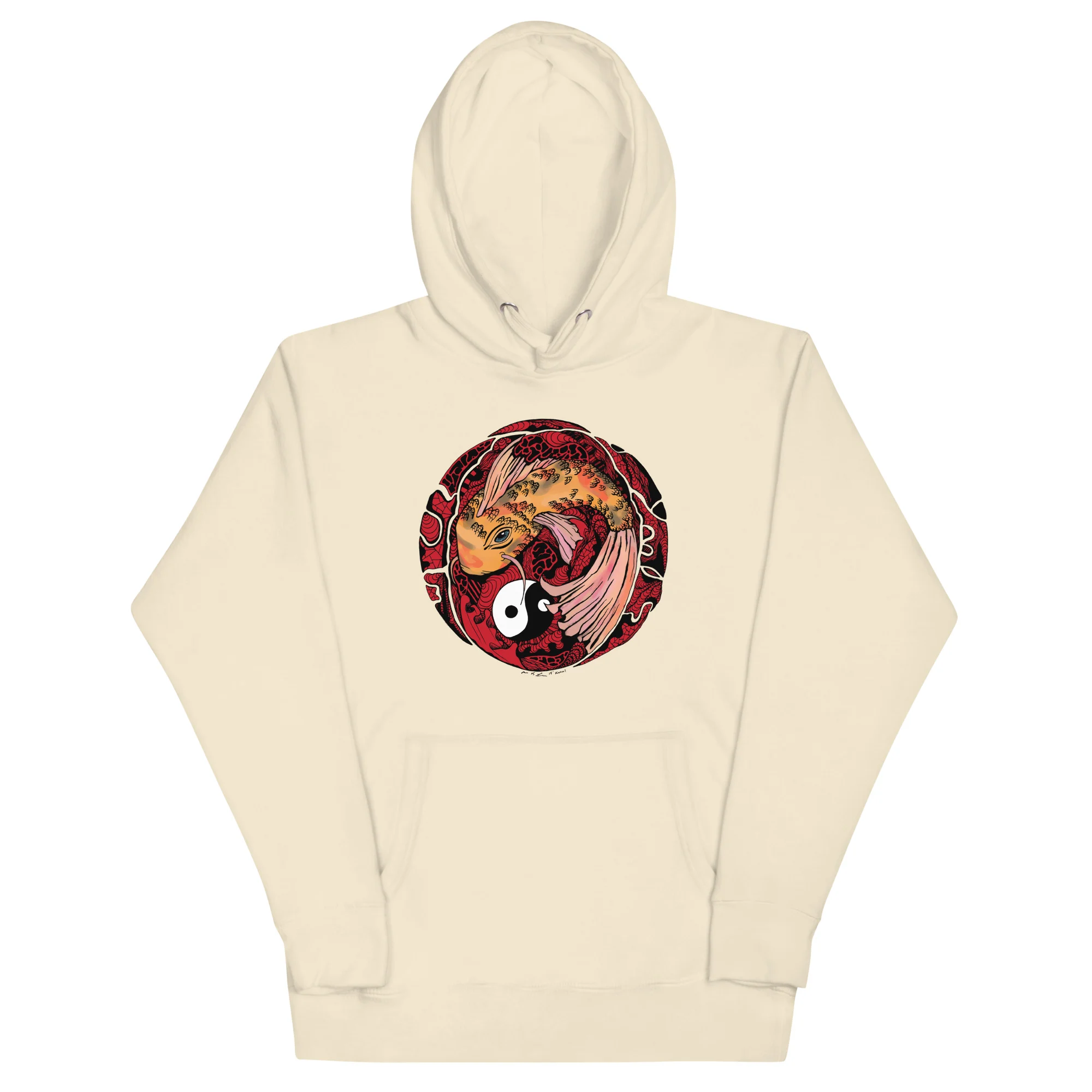 Cream and Red Koi of Balance - Koi Fish Hoodie