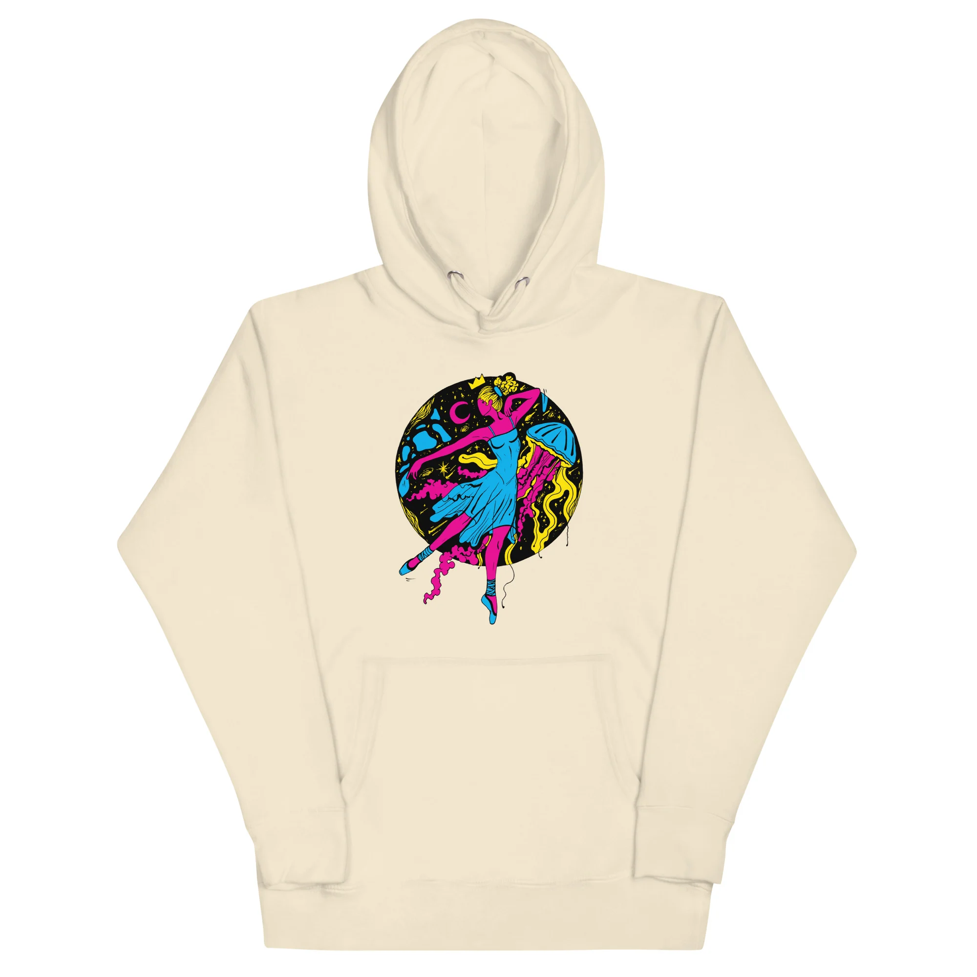 Pink and Green The Oceanic Dancer | Ballerina Drawing Hoodie