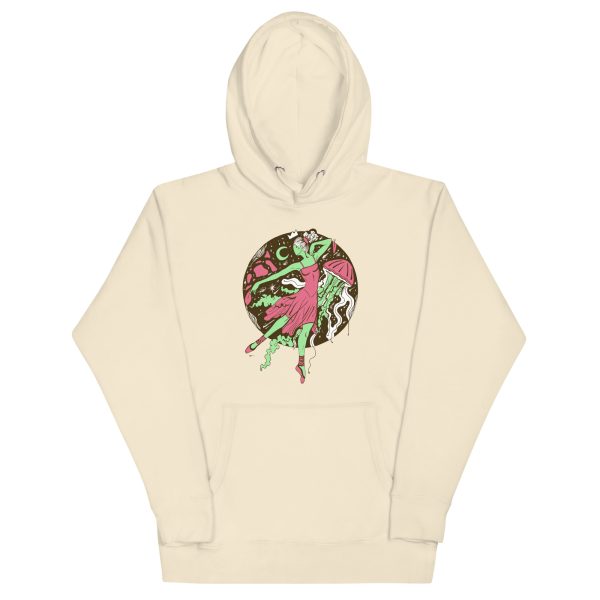 Pink and Green The Oceanic Dancer | Ballerina Drawing Hoodie
