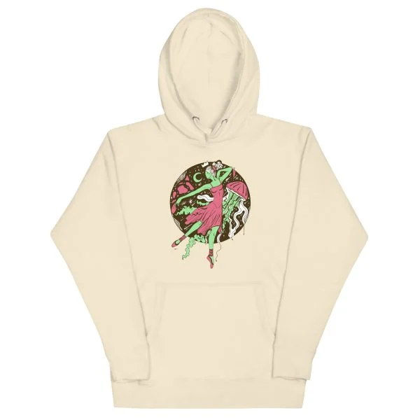 Pink and Green The Oceanic Dancer | Ballerina Drawing Hoodie
