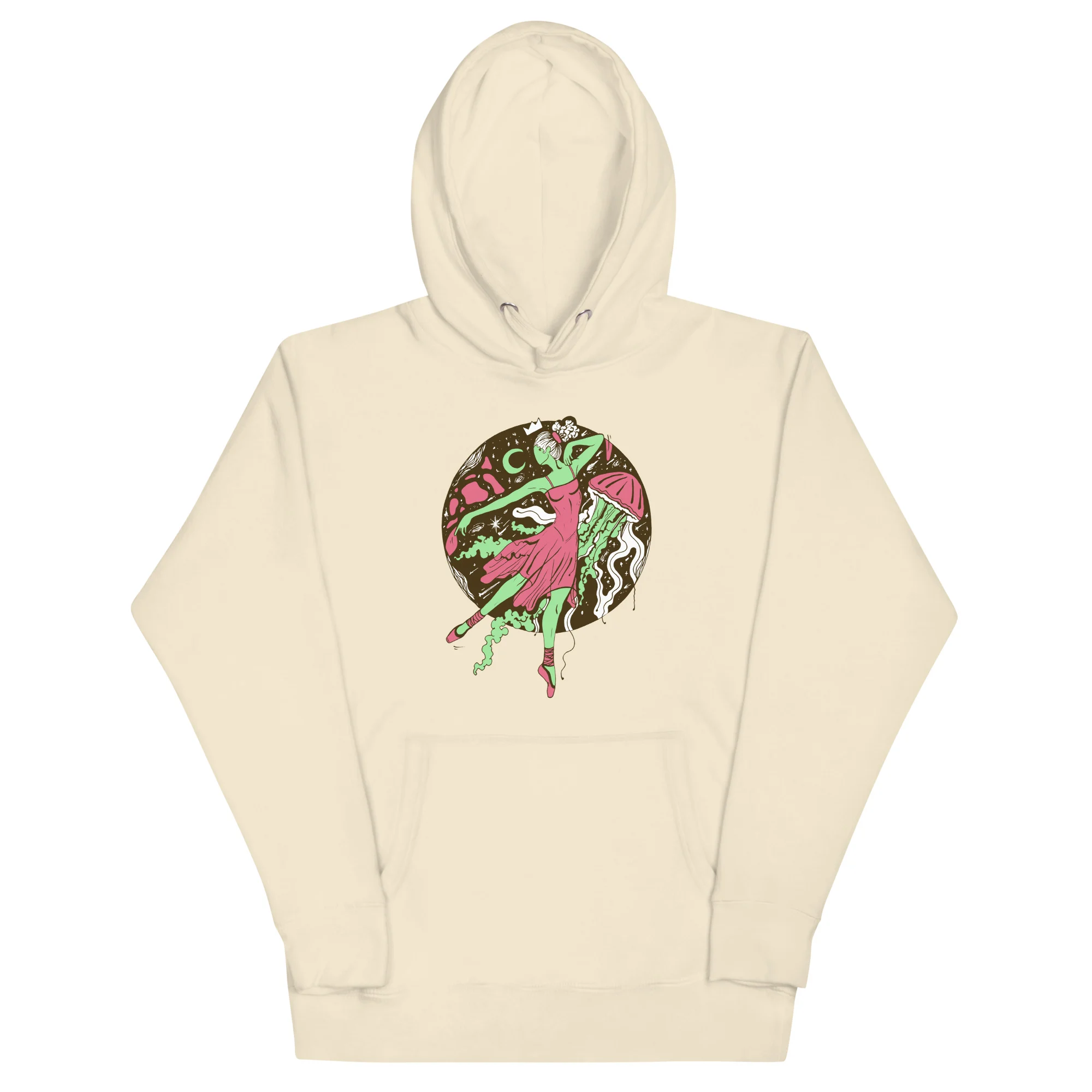 Pink and Green The Oceanic Dancer | Ballerina Drawing Hoodie