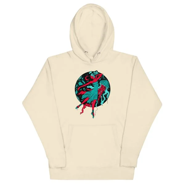 Turquoise Red The Oceanic Dancer | Ballerina Drawing Hoodie