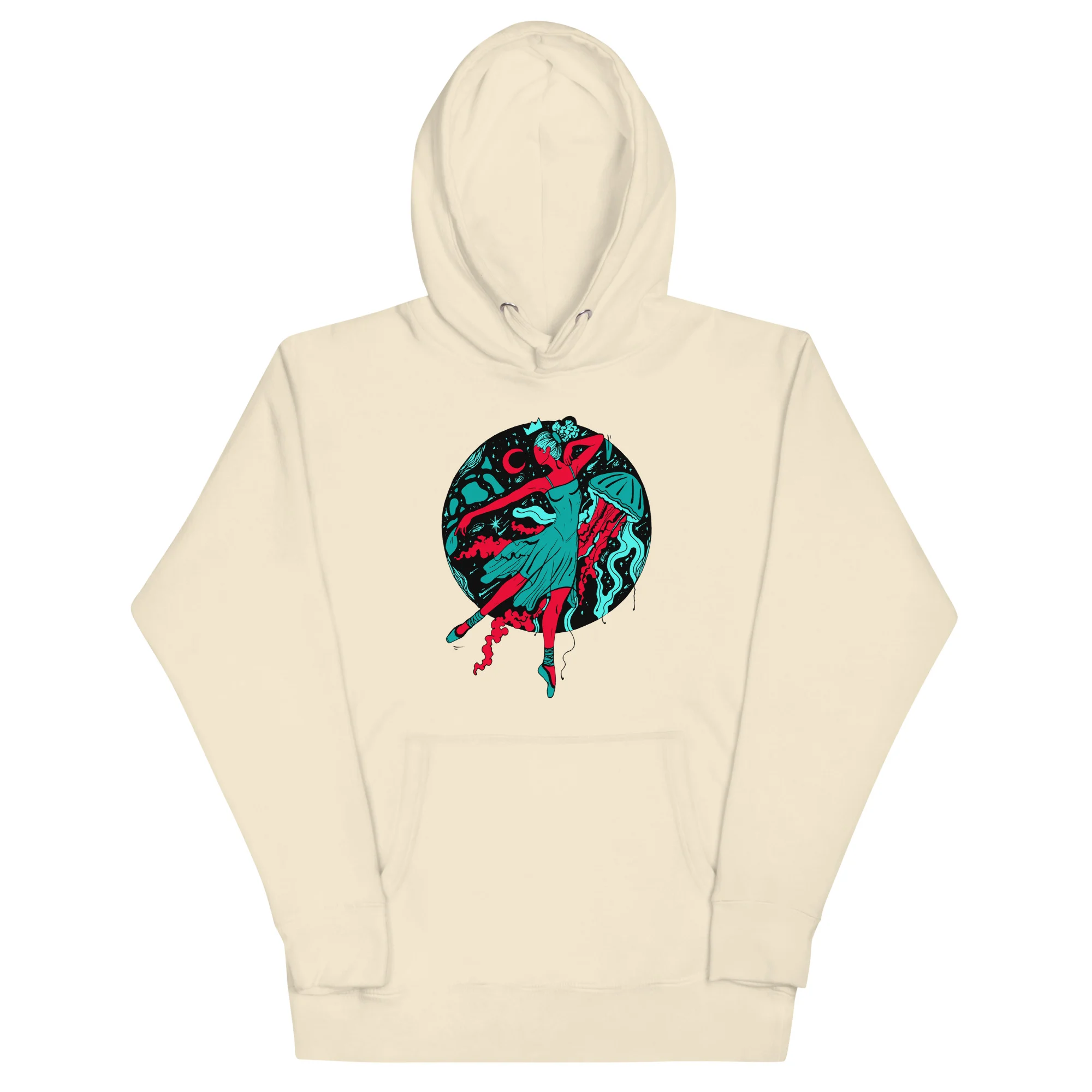Turquoise Red The Oceanic Dancer | Ballerina Drawing Hoodie